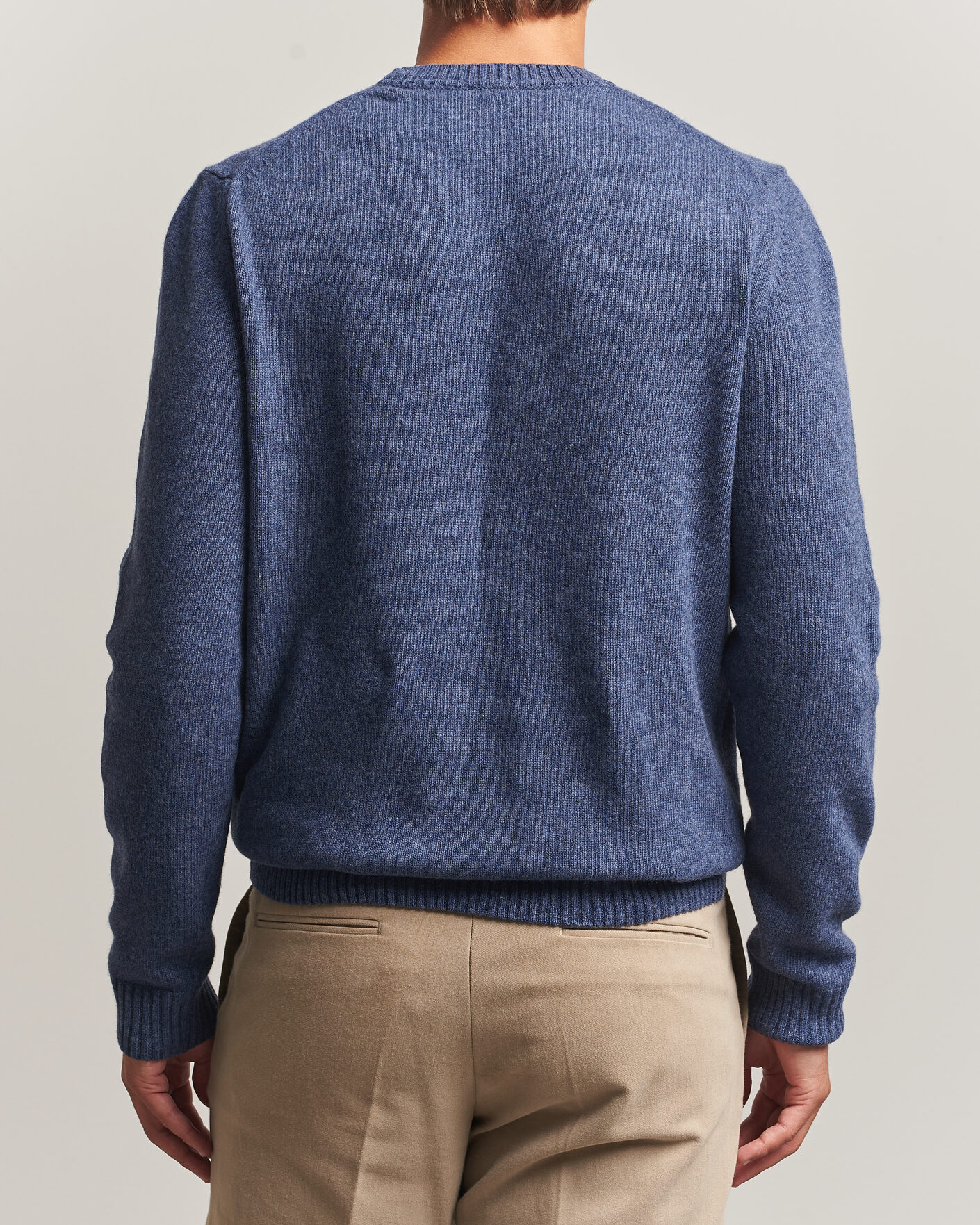 Herren | Pullover | Stenströms | Brushed Merino Crew Neck Blue