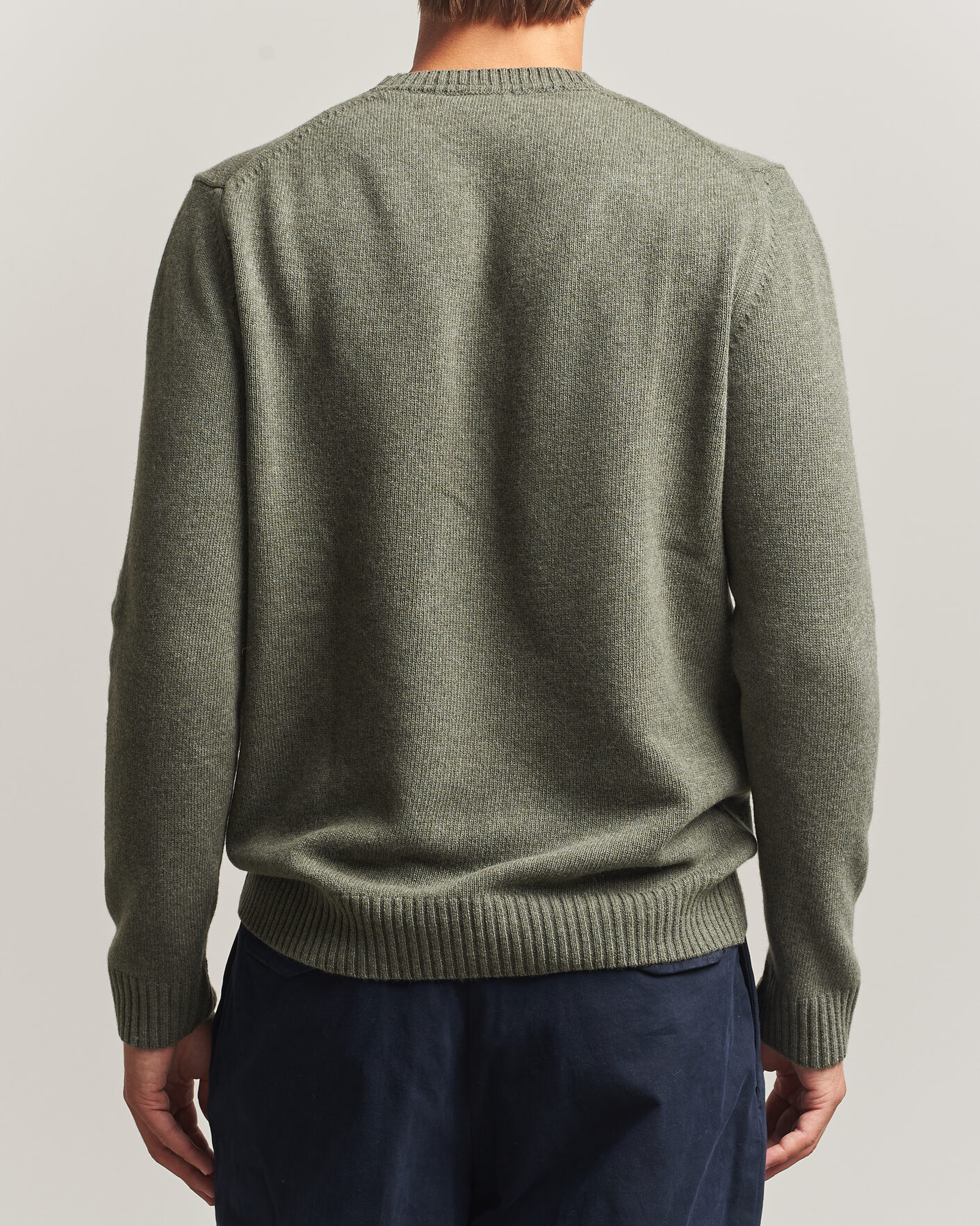 Herren | Pullover | Stenströms | Brushed Merino Crew Neck Green