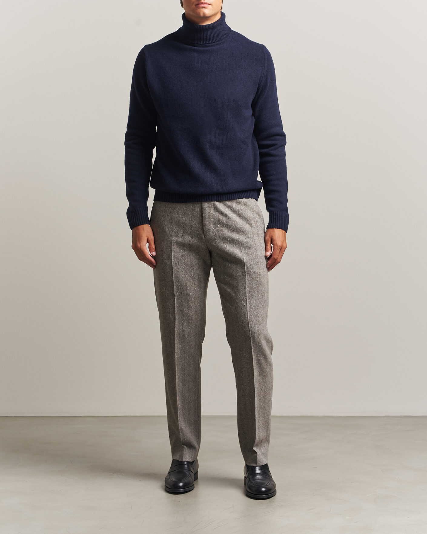 Herren | Pullover | Stenströms | Brushed Merino Rollneck Navy