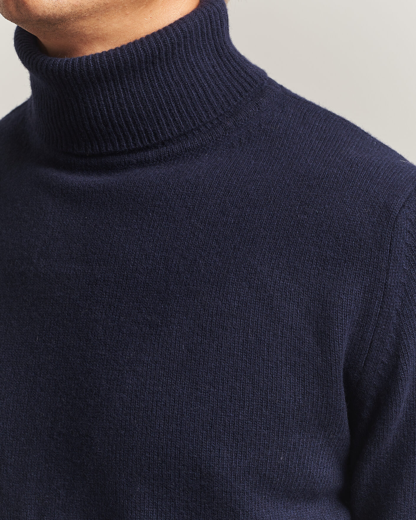 Herren | Pullover | Stenströms | Brushed Merino Rollneck Navy