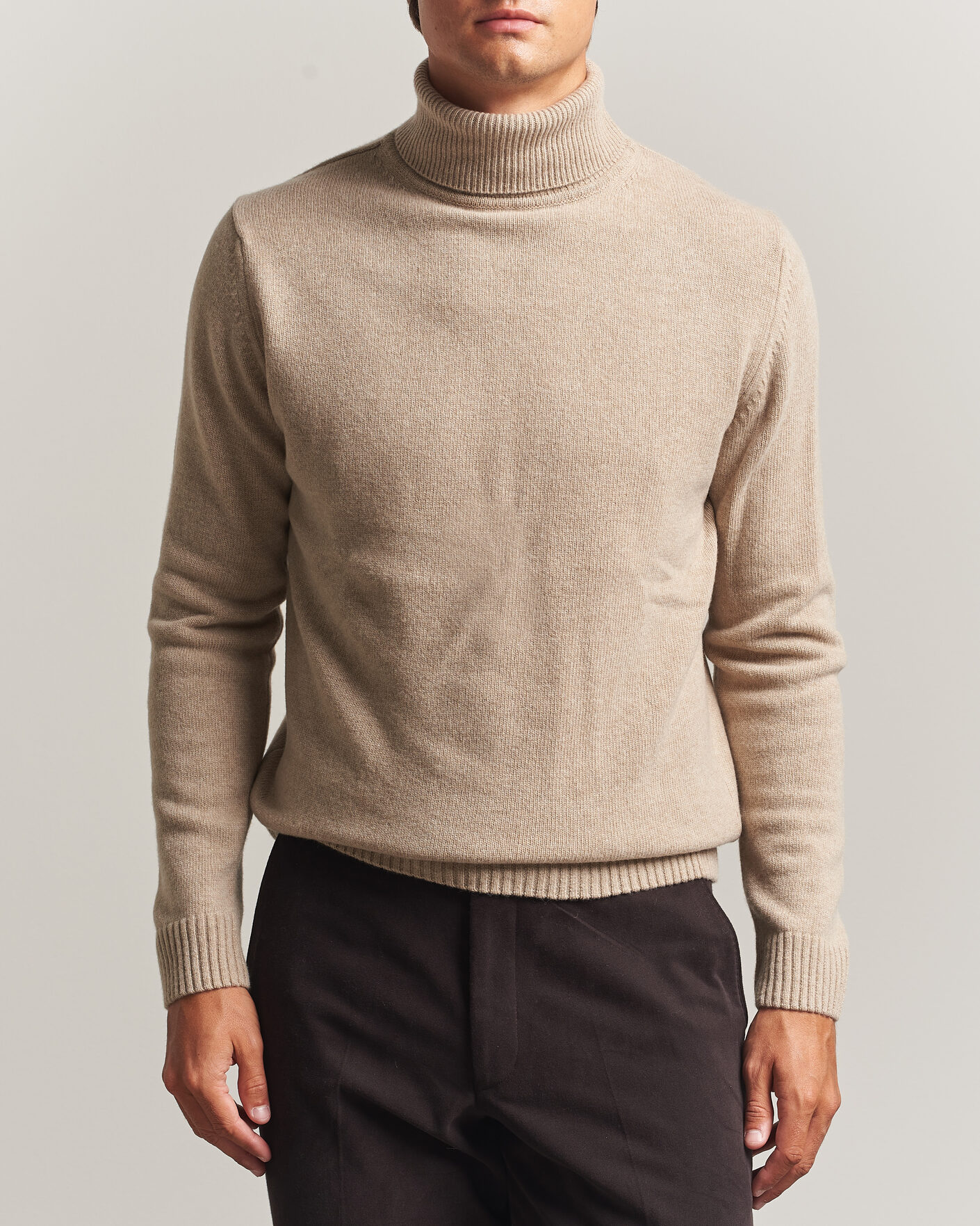 Herren | Pullover | Stenströms | Brushed Merino Rollneck Beige