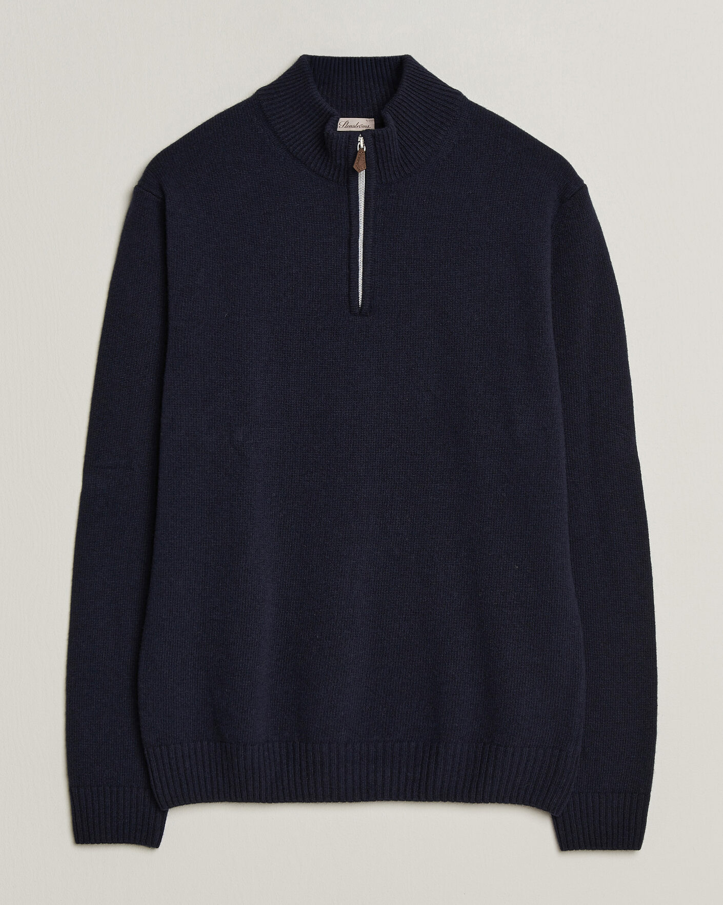 Herren | Pullover | Stenströms | Brushed Merino Half-Zip Navy