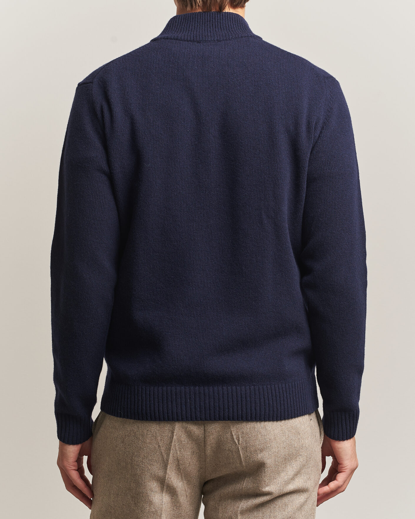 Herren | Pullover | Stenströms | Brushed Merino Half-Zip Navy