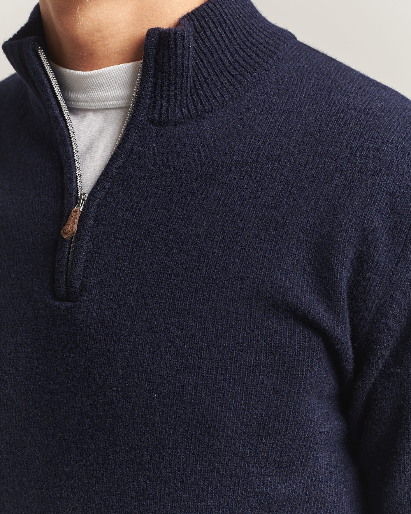 Herren | Pullover | Stenströms | Brushed Merino Half-Zip Navy