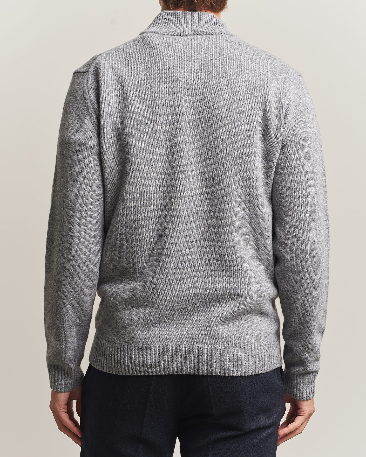 Herren | Pullover | Stenströms | Brushed Merino Half-Zip Grey