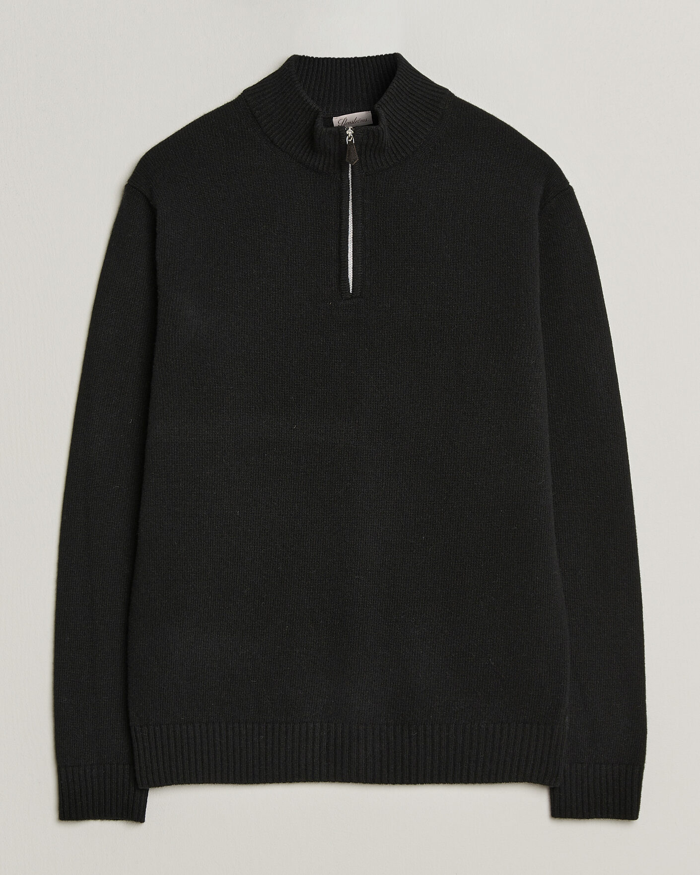 Herren | Pullover | Stenströms | Brushed Merino Half-Zip Black