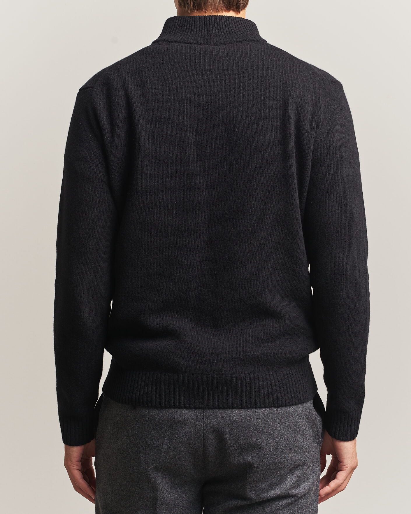Herren | Pullover | Stenströms | Brushed Merino Half-Zip Black