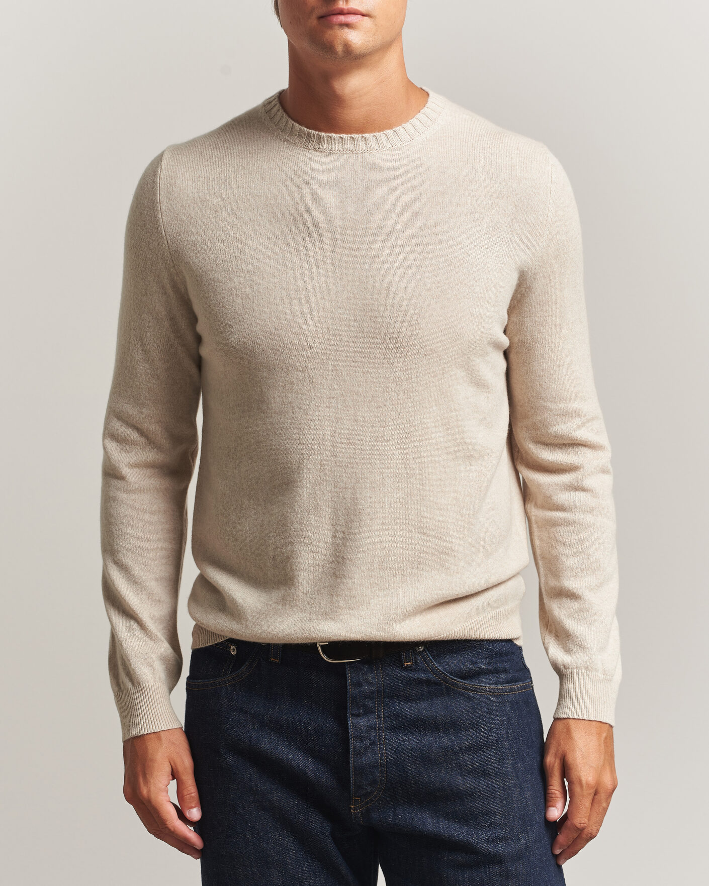 Herren | Pullover | Stenströms | Cashmere Crewneck Beige