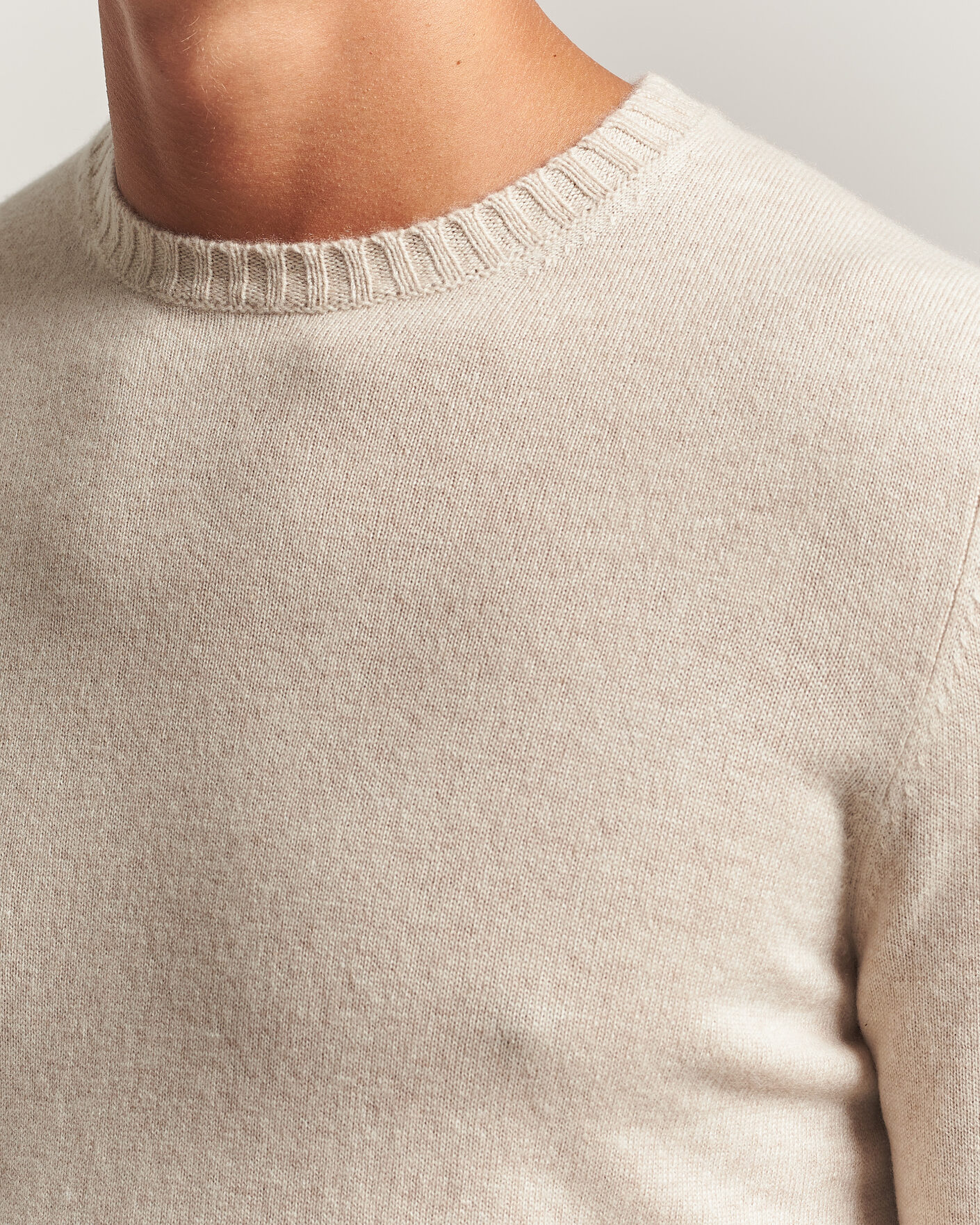 Herren | Pullover | Stenströms | Cashmere Crewneck Beige