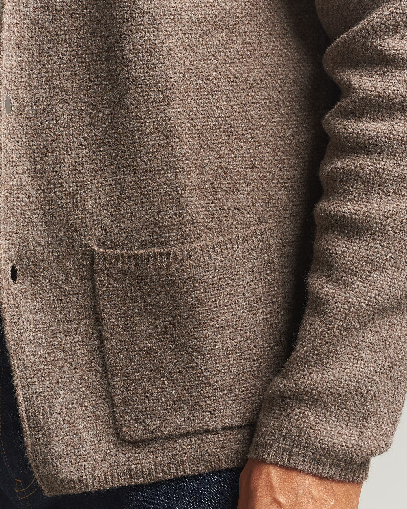 Herren | Pullover | Stenströms | Knitted Yak/Merino Cardigan Blazer Brown