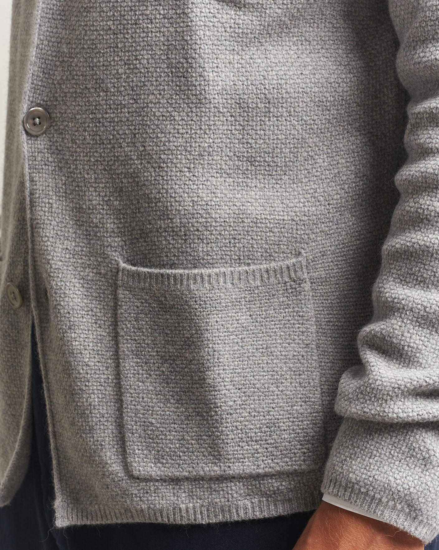 Herren | Pullover | Stenströms | Knitted Yak/Merino Cardigan Blazer Grey
