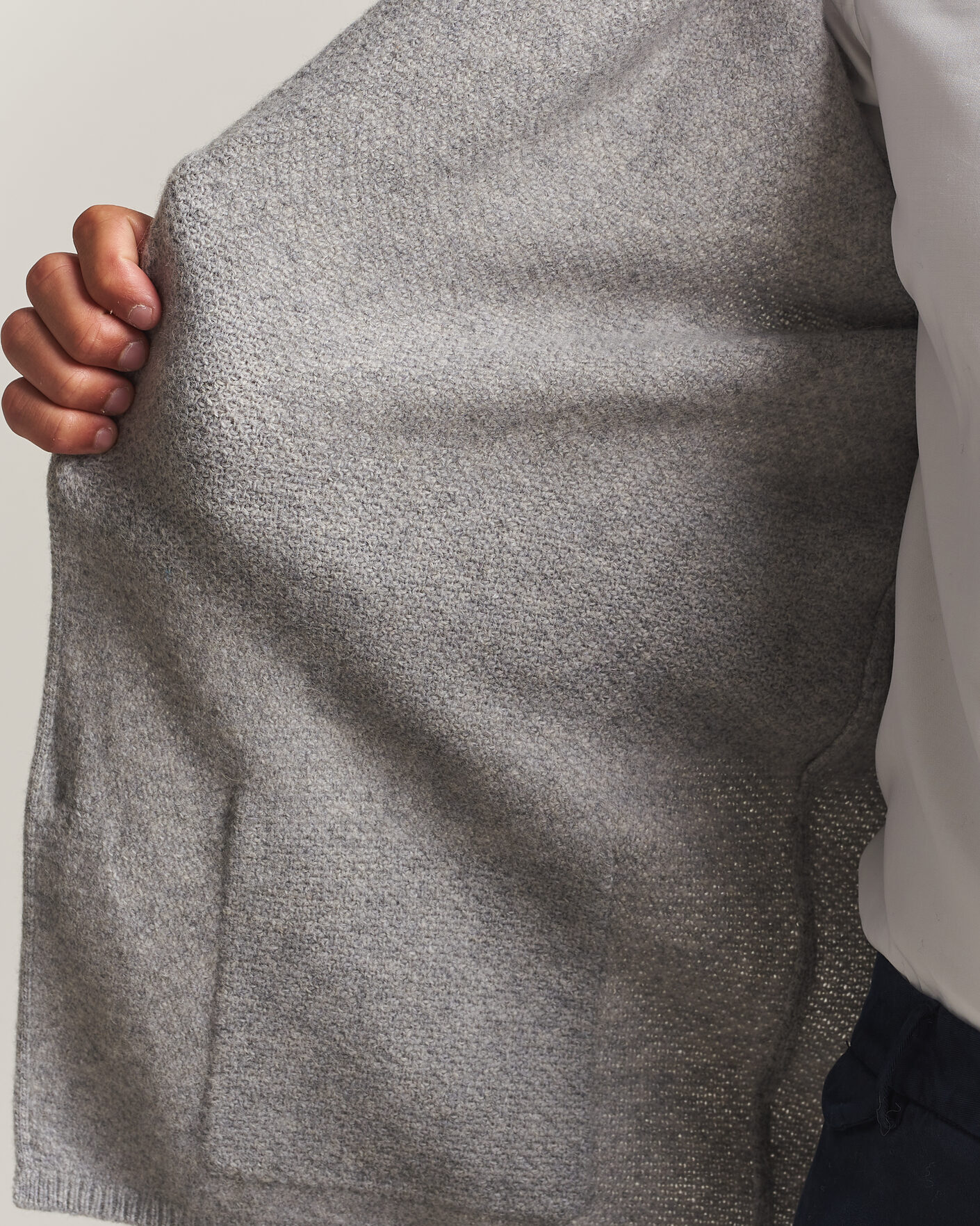 Herren | Pullover | Stenströms | Knitted Yak/Merino Cardigan Blazer Grey