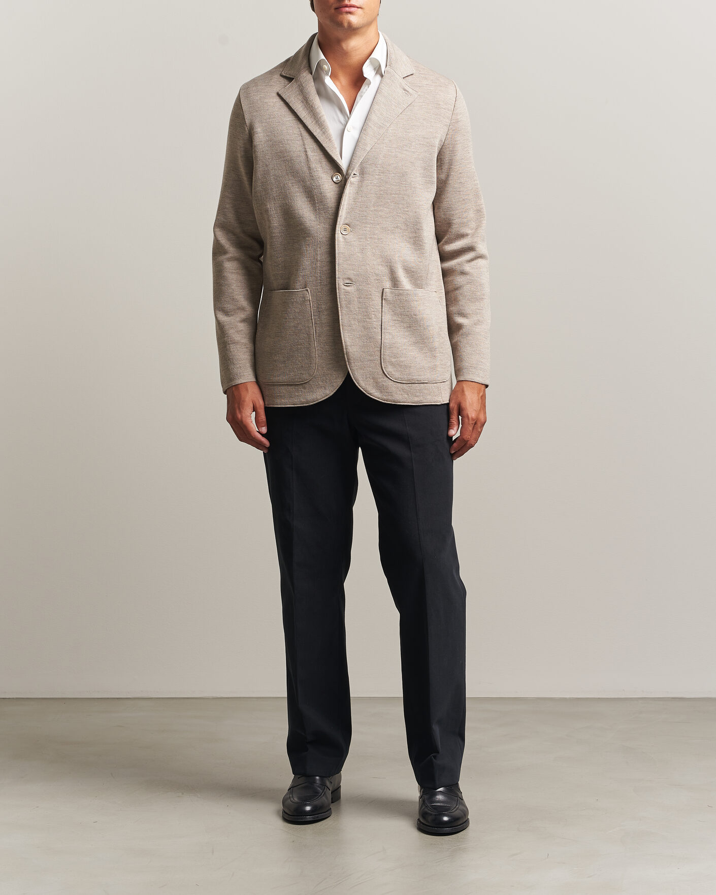 Herren | Sakkos | Stenströms | Milano Knitted Merino Blazer Beige