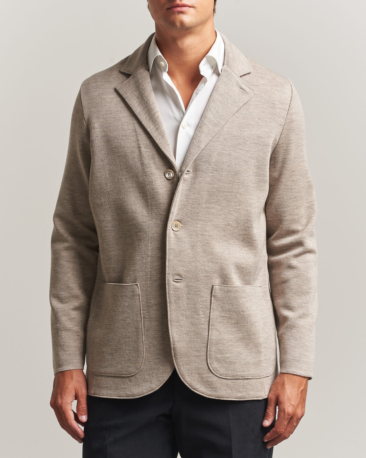 Herren | Sakkos | Stenströms | Milano Knitted Merino Blazer Beige