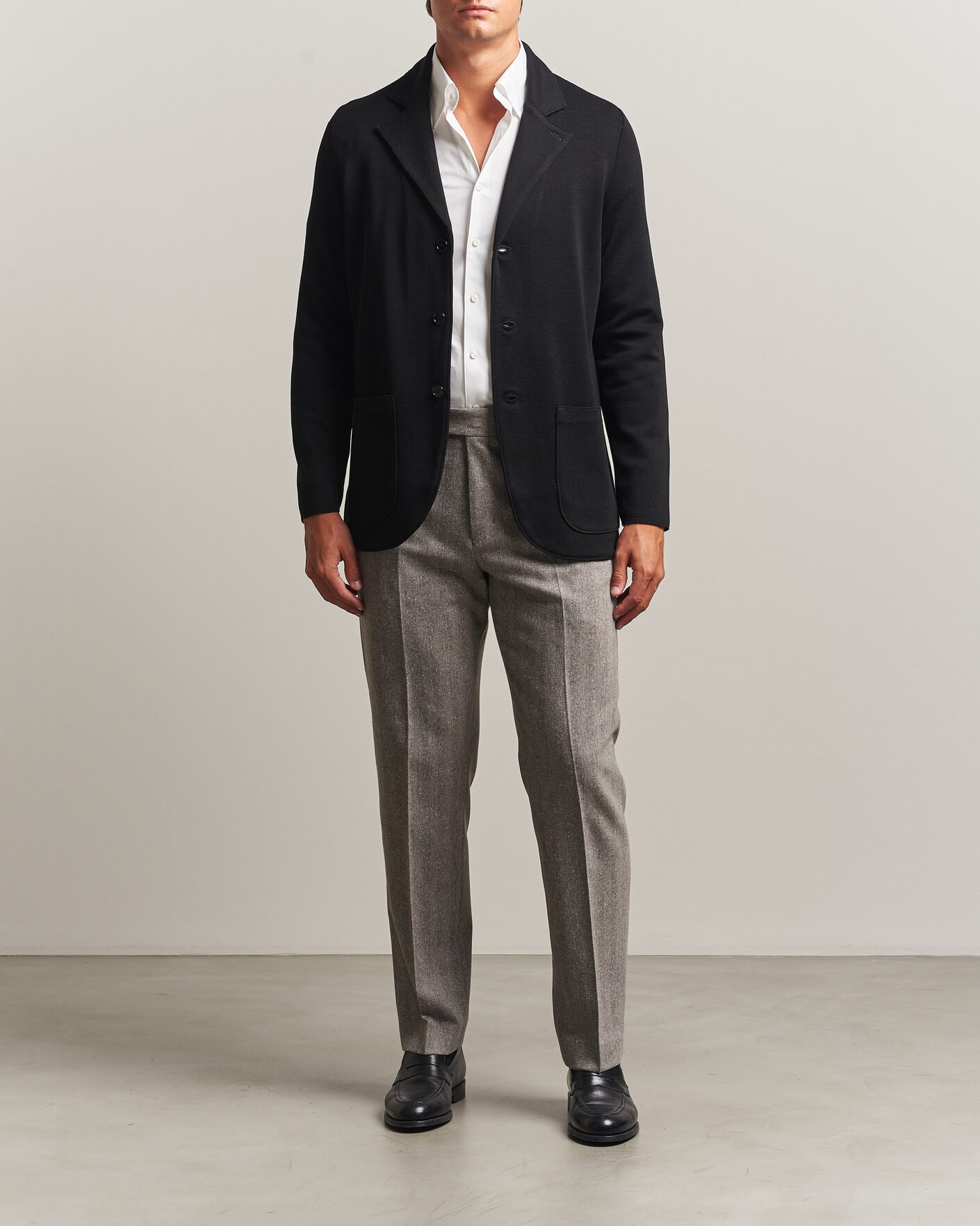Herren | Sakkos | Stenströms | Milano Knitted Merino Blazer Black