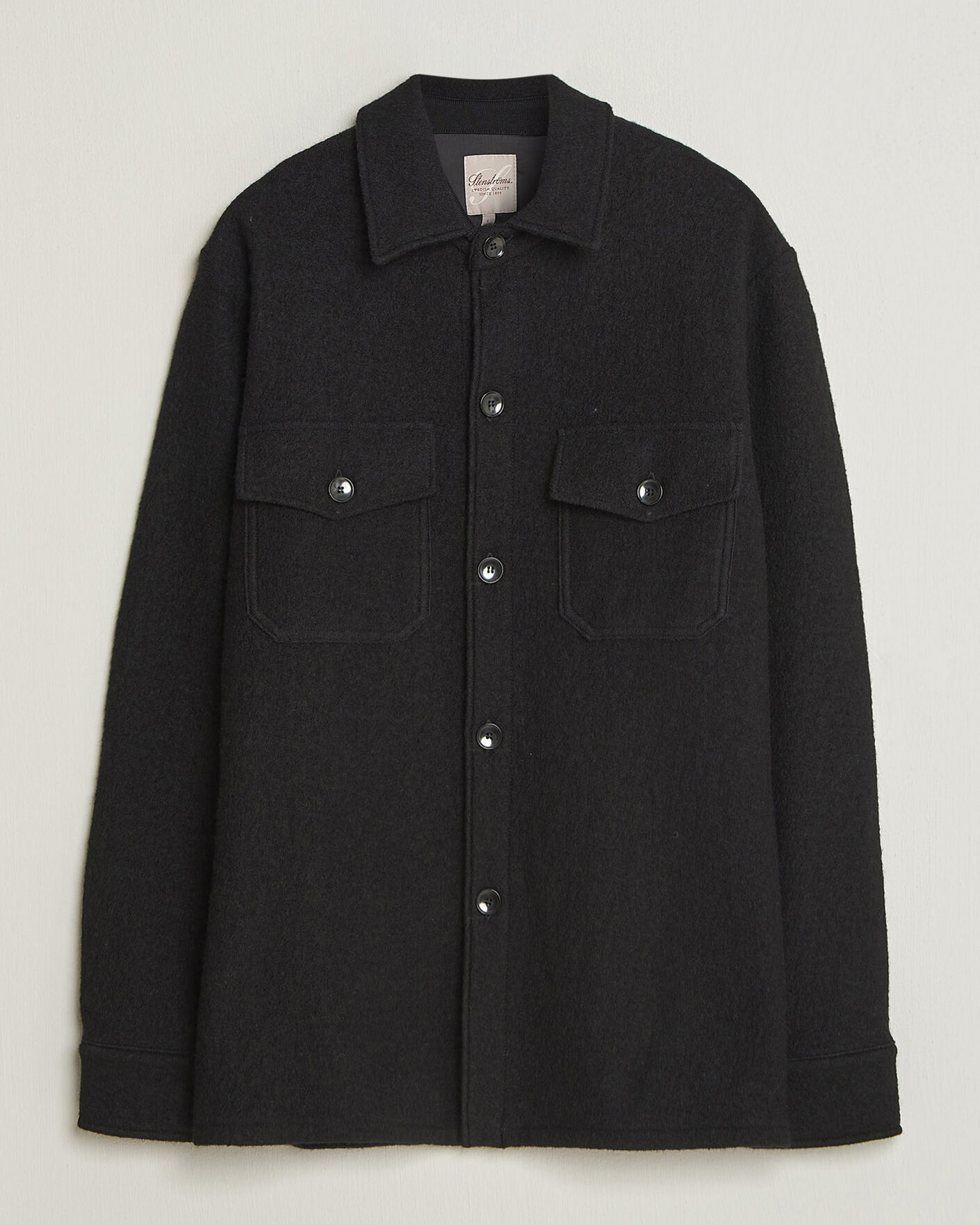 Herren | Hemden | Stenströms | Felted Wool Overshirt Black