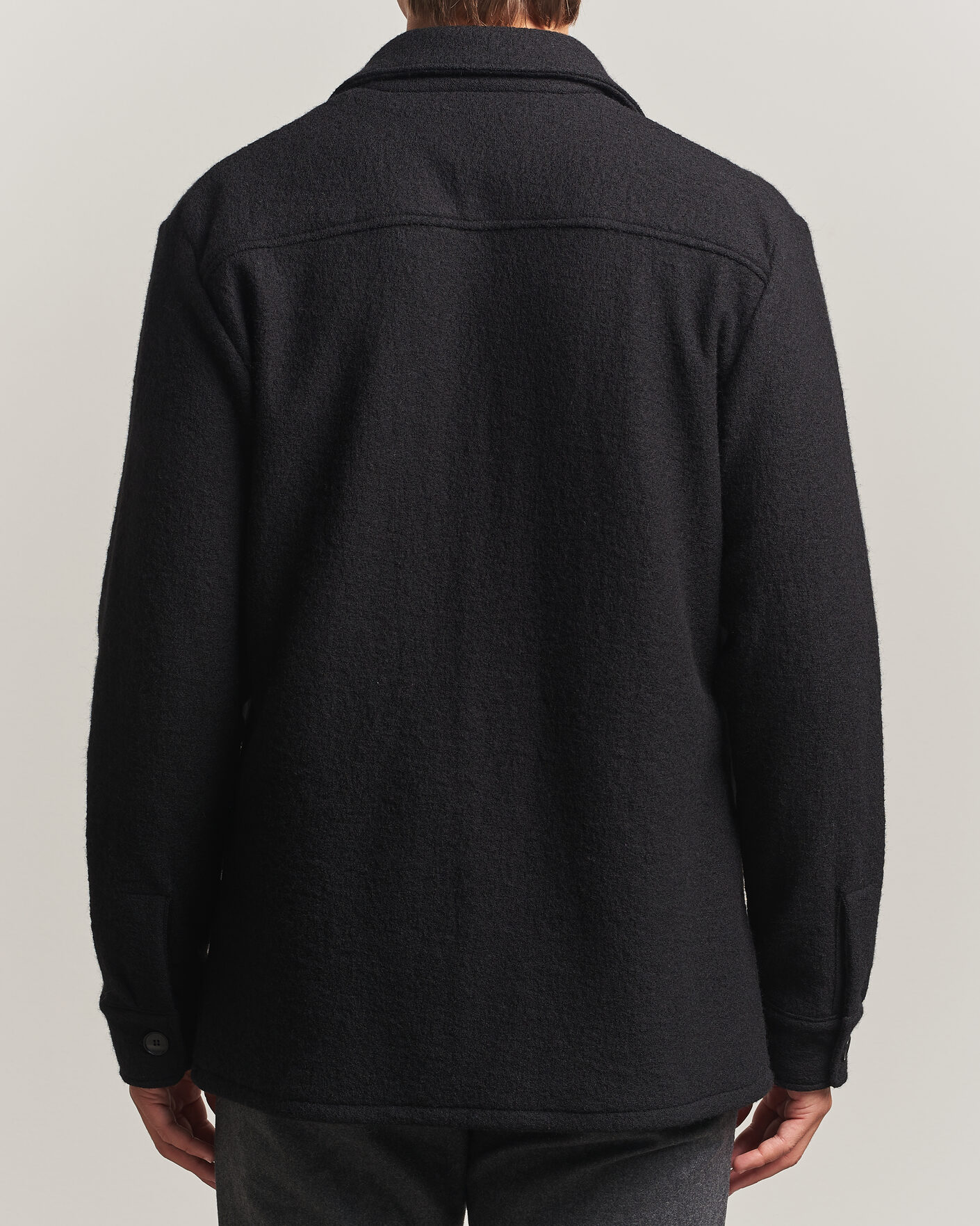 Herren | Hemden | Stenströms | Felted Wool Overshirt Black