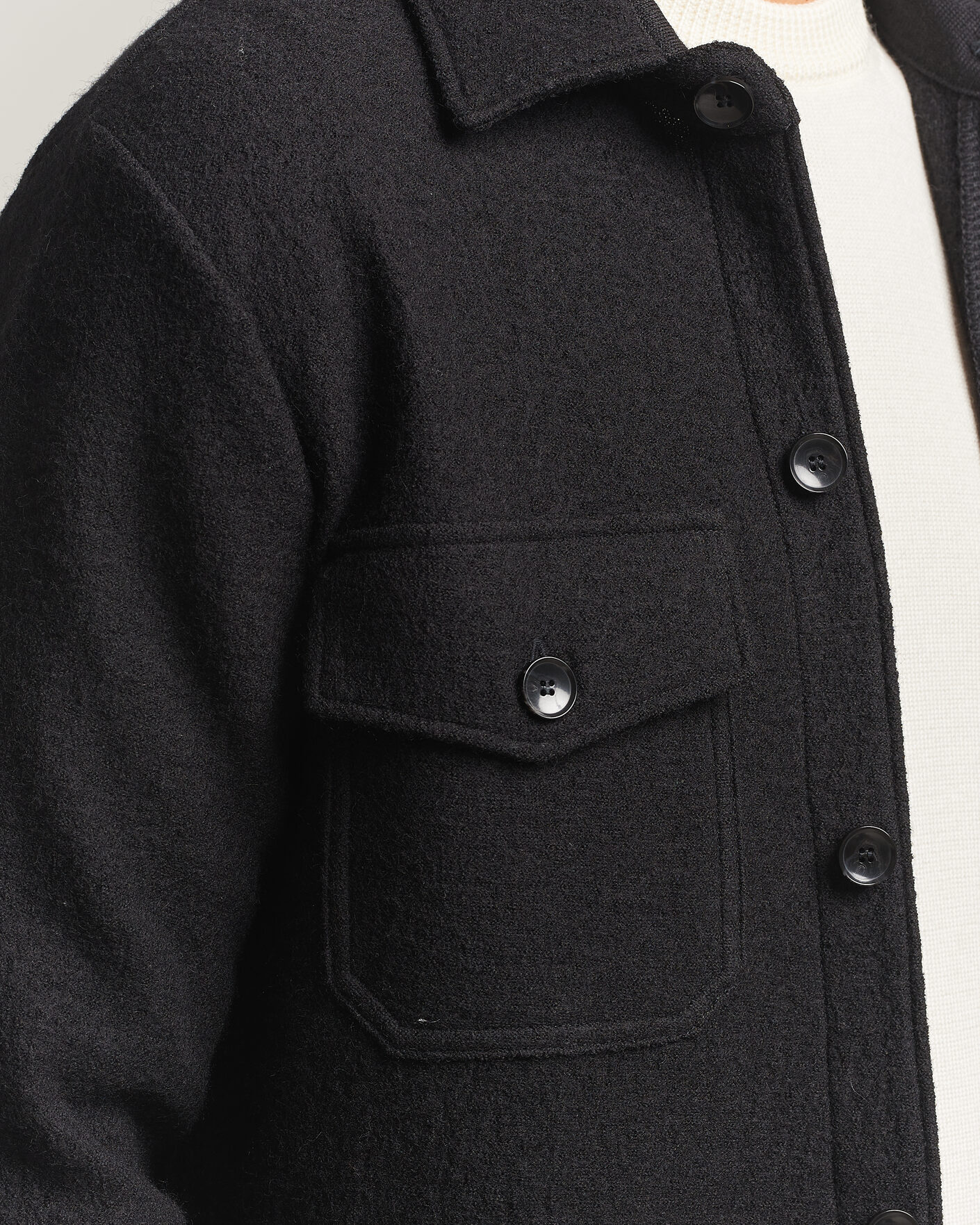 Herren | Hemden | Stenströms | Felted Wool Overshirt Black
