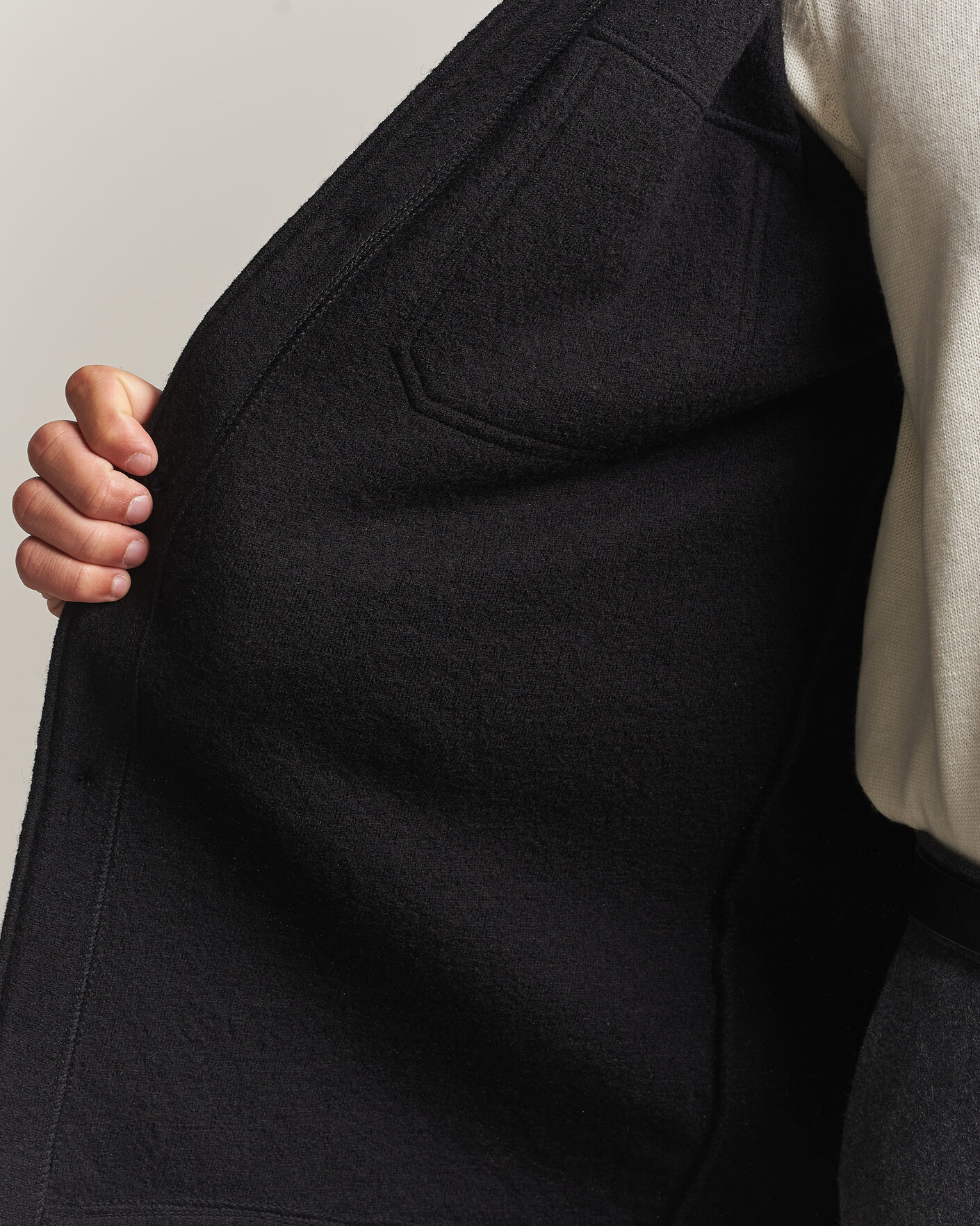 Herren | Hemden | Stenströms | Felted Wool Overshirt Black