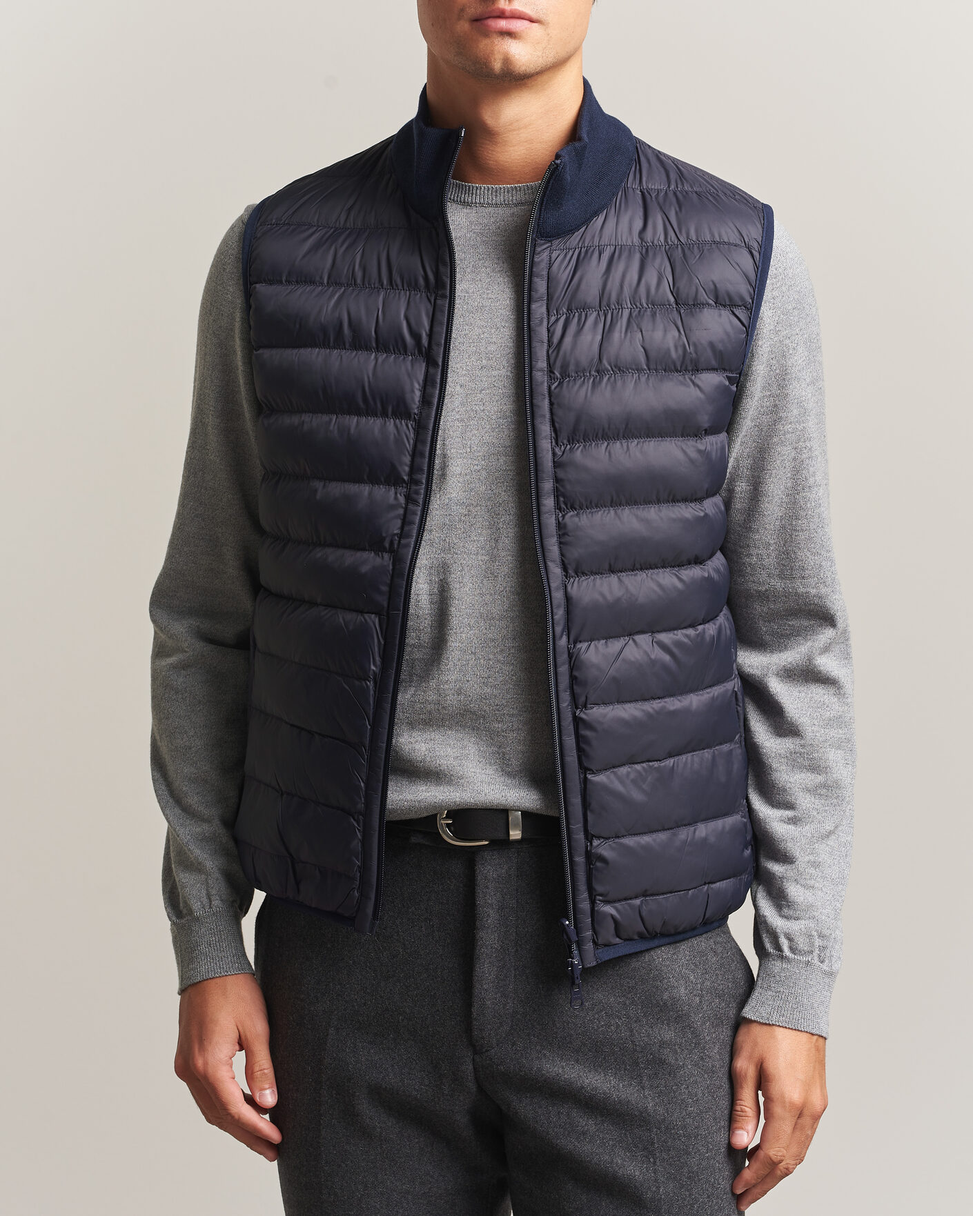 Herren | Westen | Stenströms | Reversible Knitted Merino/Nylon Vest Navy