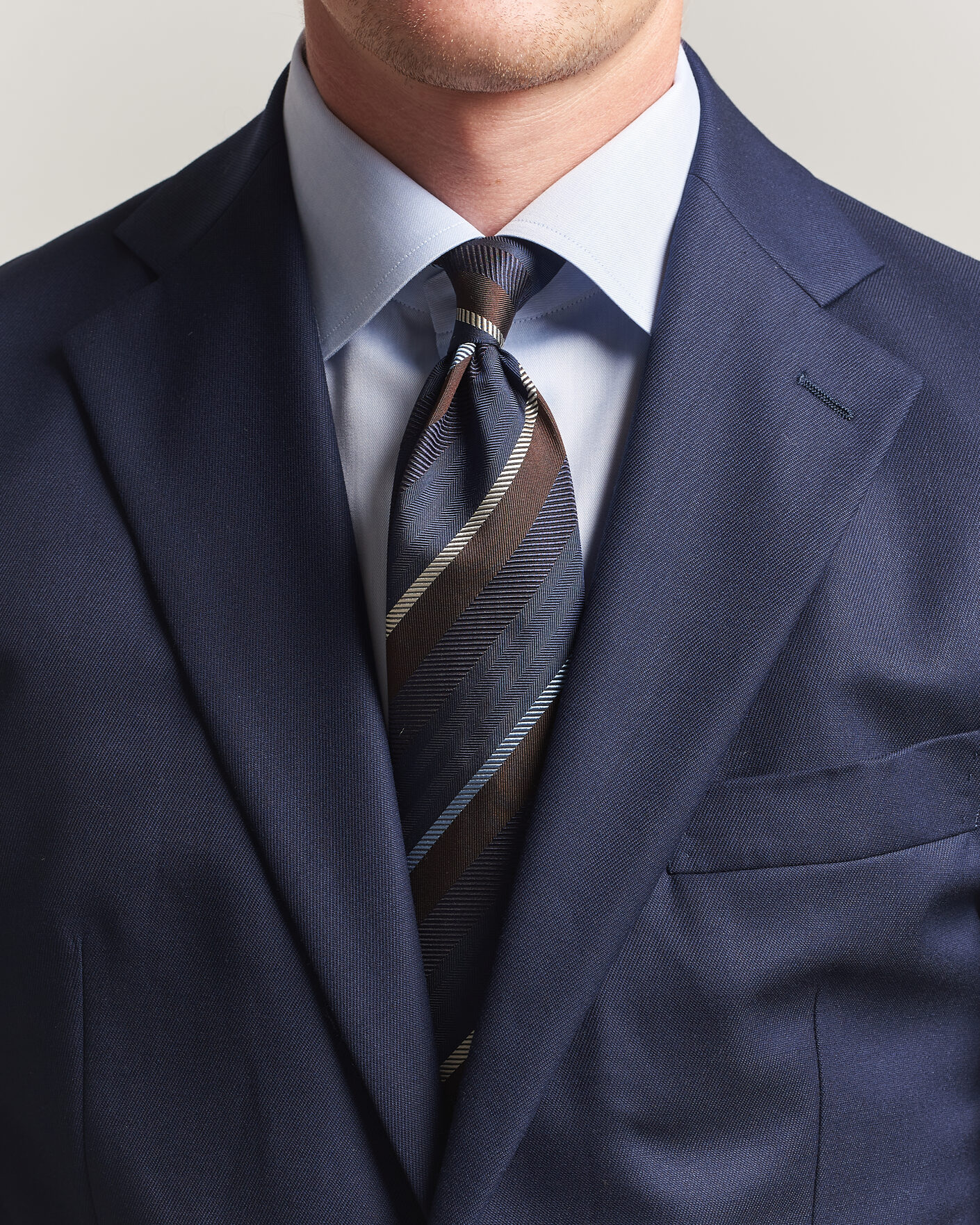 Herren | Krawatten | Stenströms | Regimental Stripe Silk Tie 7,5cm Navy