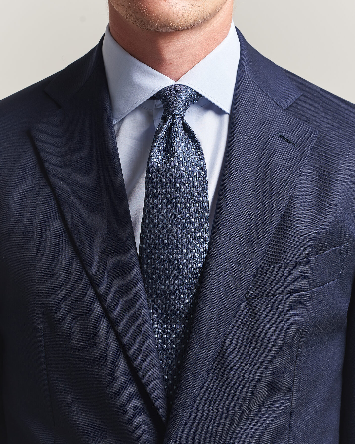 Herren | Krawatten | Stenströms | Woven Silk Dot Tie 7,5cm Navy