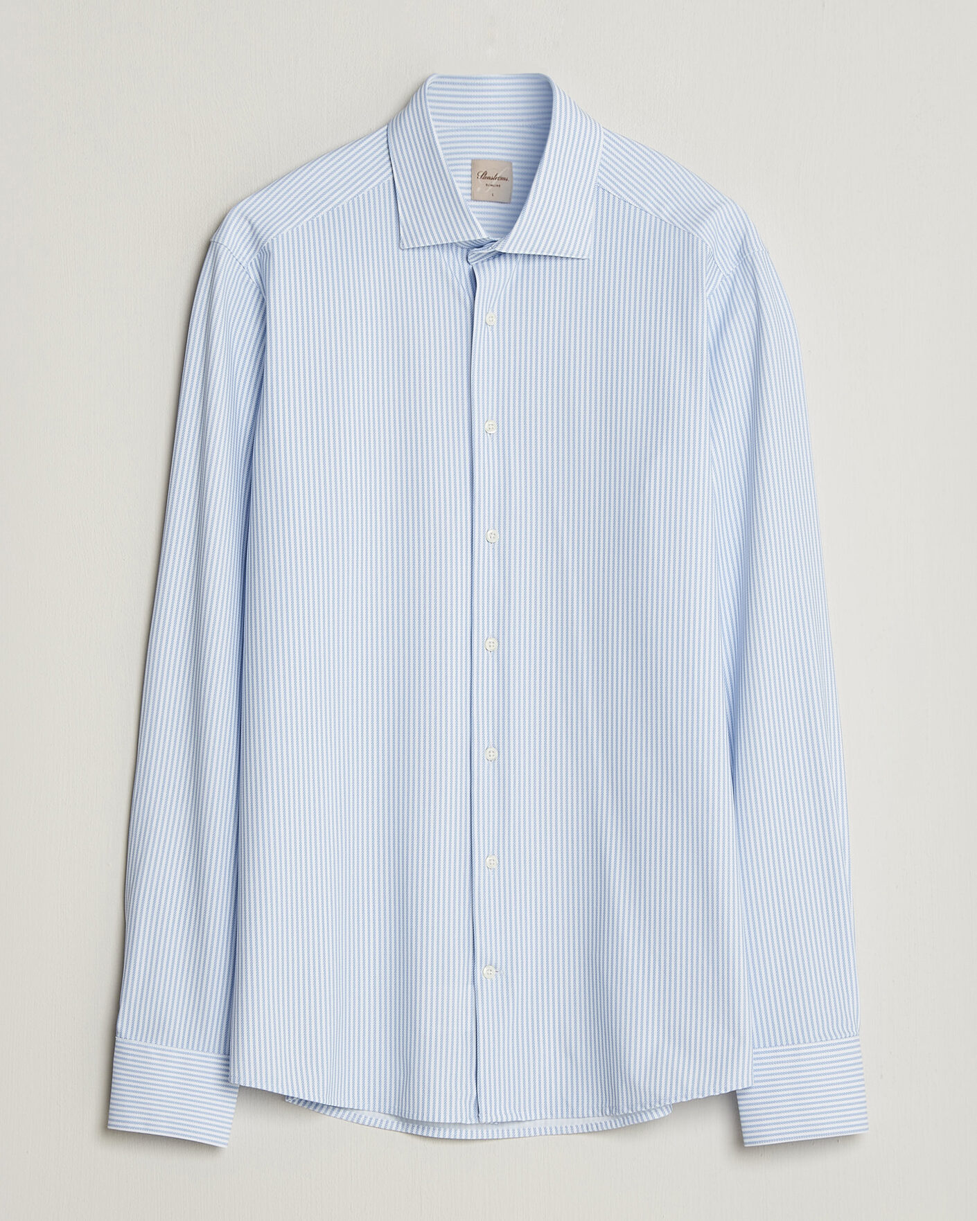Herren | Hemden | Stenströms | Slimline Active Stretch Striped Shirt Light Blue