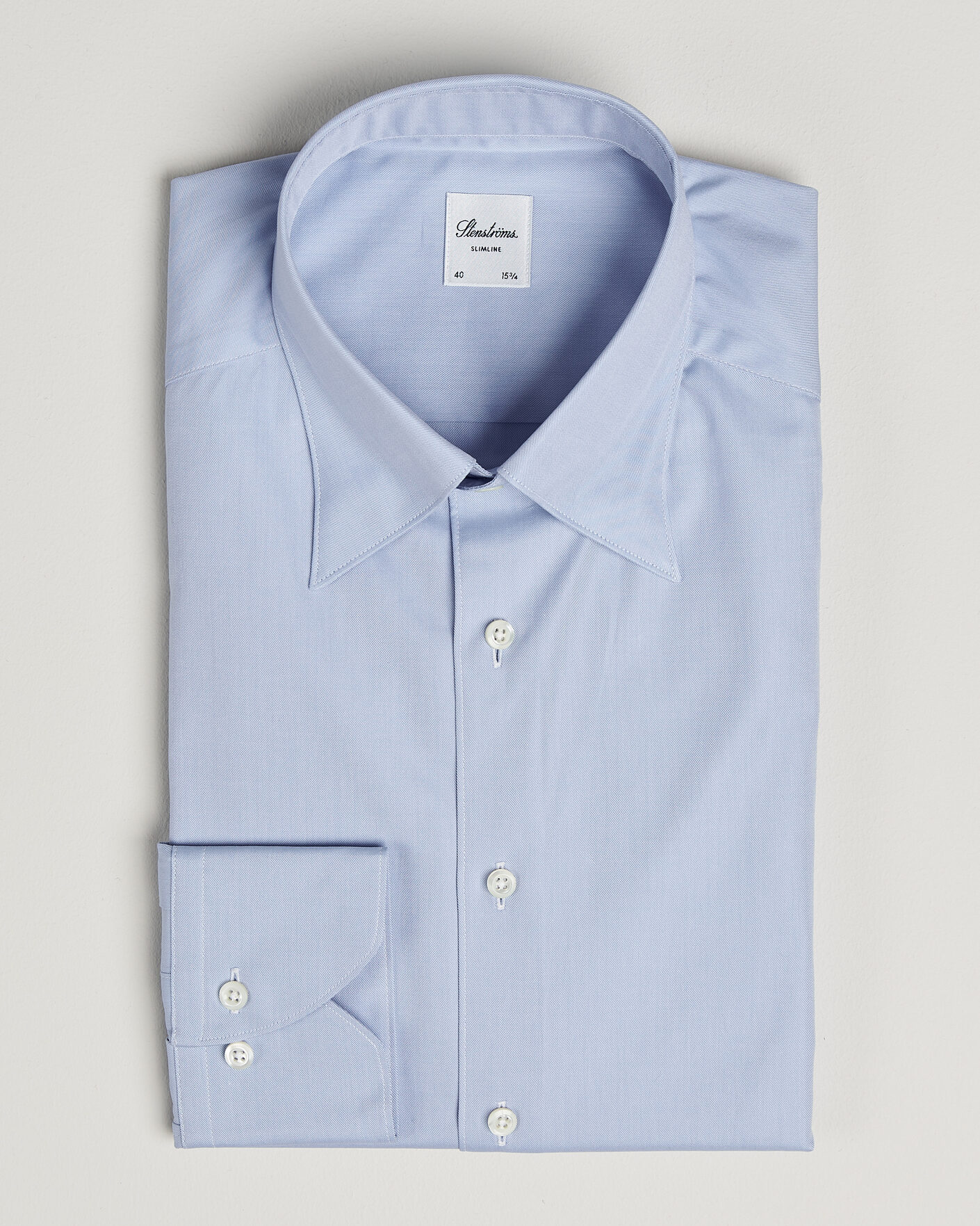 Herren | Hemden | Stenströms | Slimline Twofold Cotton Button Under Shirt Blue