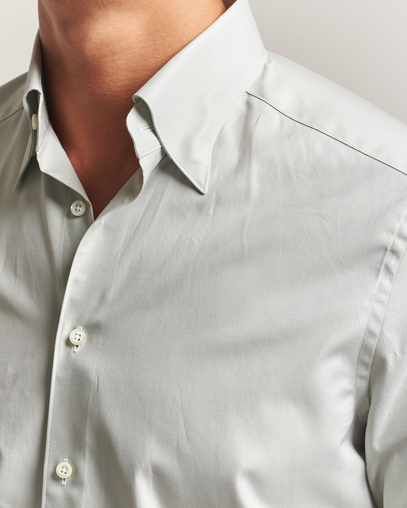 Herren | Hemden | Stenströms | Slimline Twofold Cotton Button Under Shirt Green