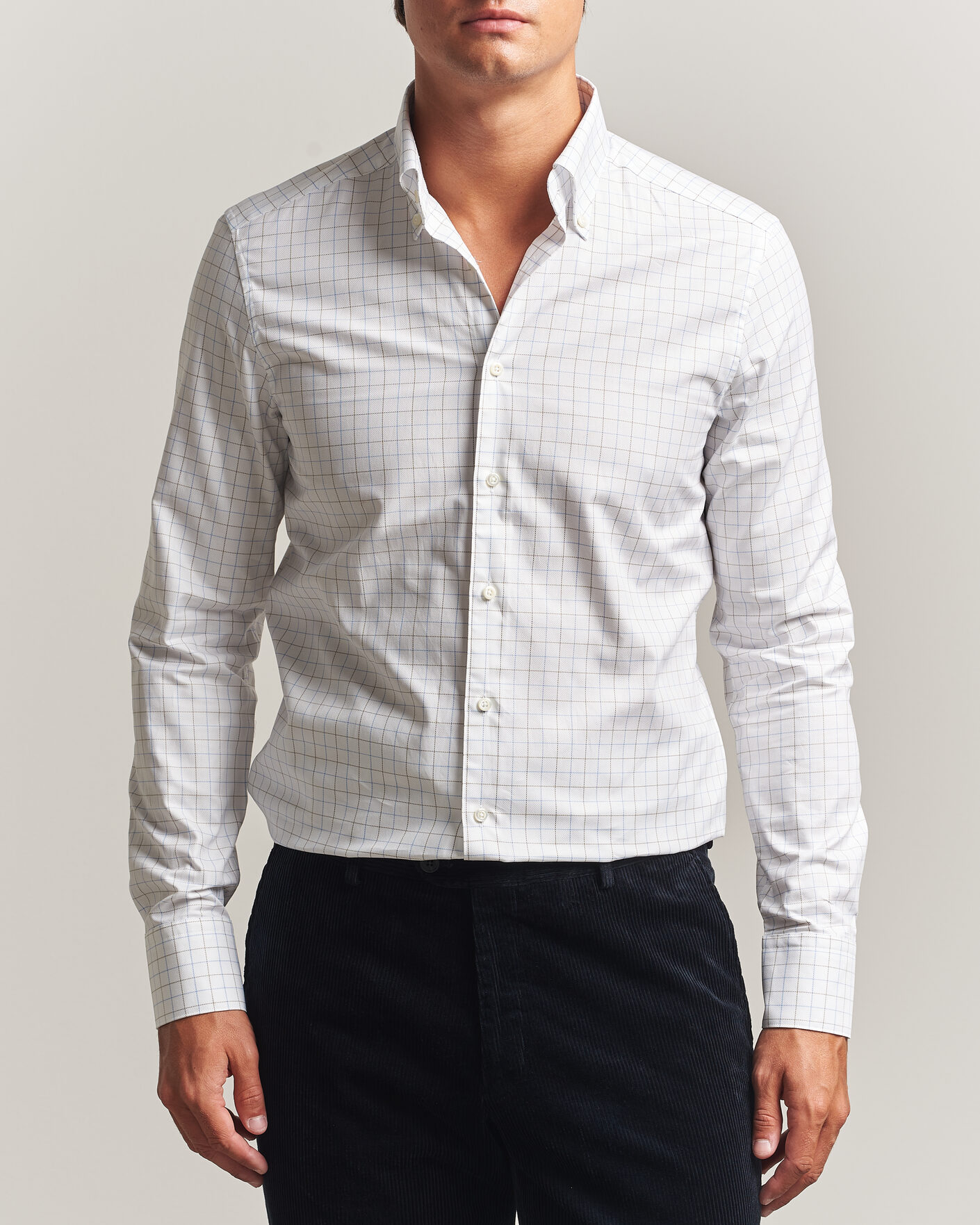 Herren | Hemden | Stenströms | Slimline Oxford Tattersall Shirt White
