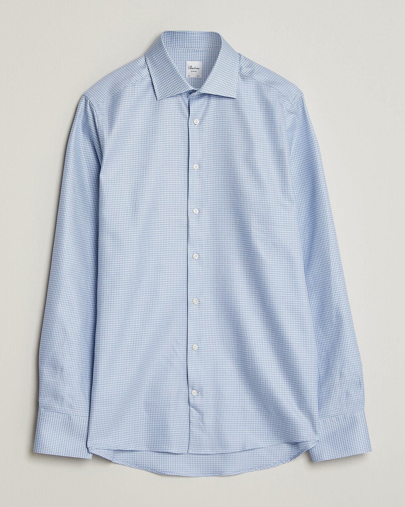 Herren | Hemden | Stenströms | Slimline Twofold Houndstooth Shirt Blue