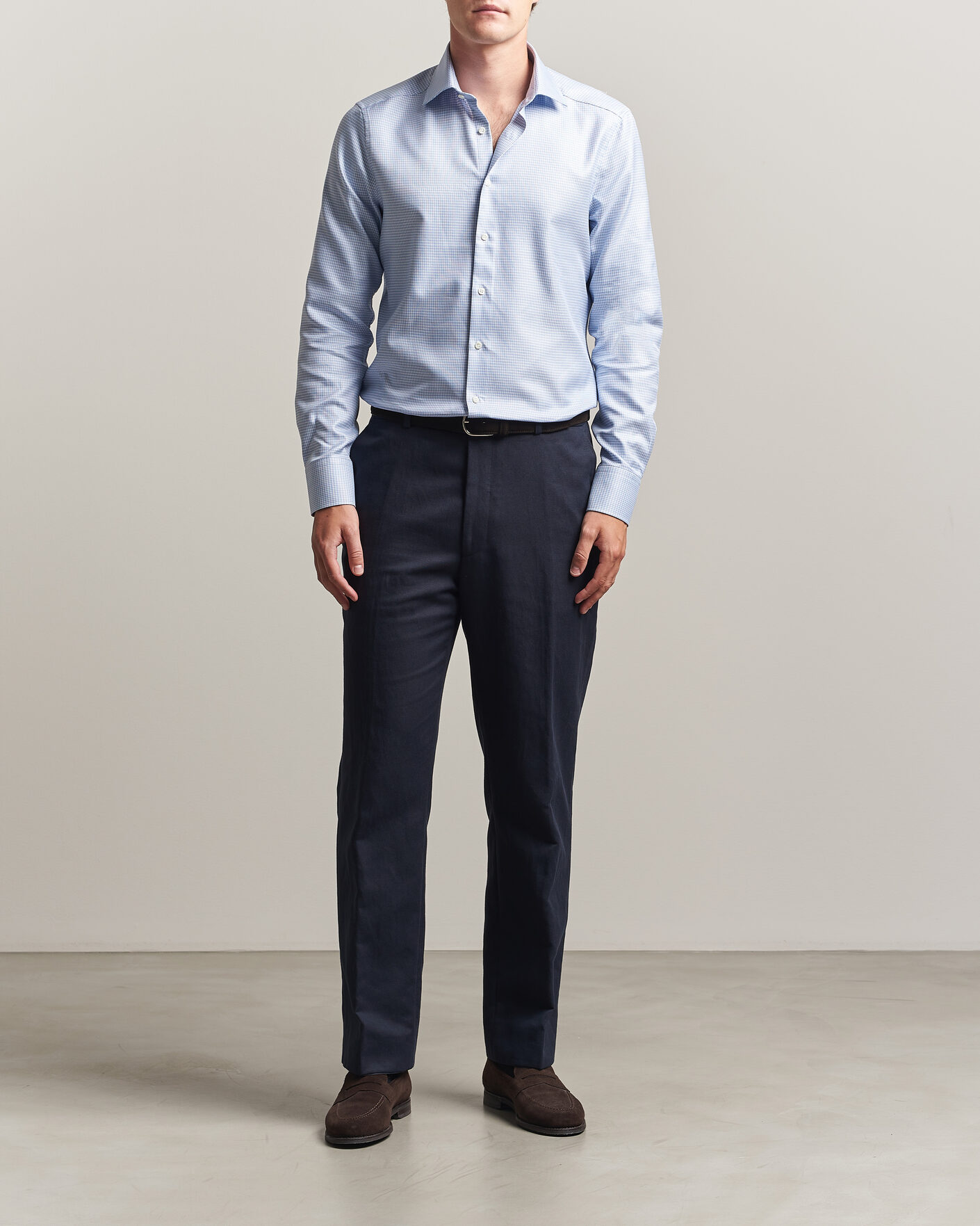 Herren | Hemden | Stenströms | Slimline Twofold Houndstooth Shirt Blue