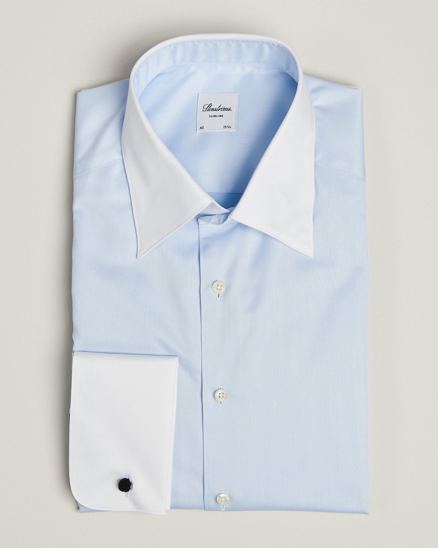 Herren | Hemden | Stenströms | Slimline White Collar Whinchester Shirt Blue