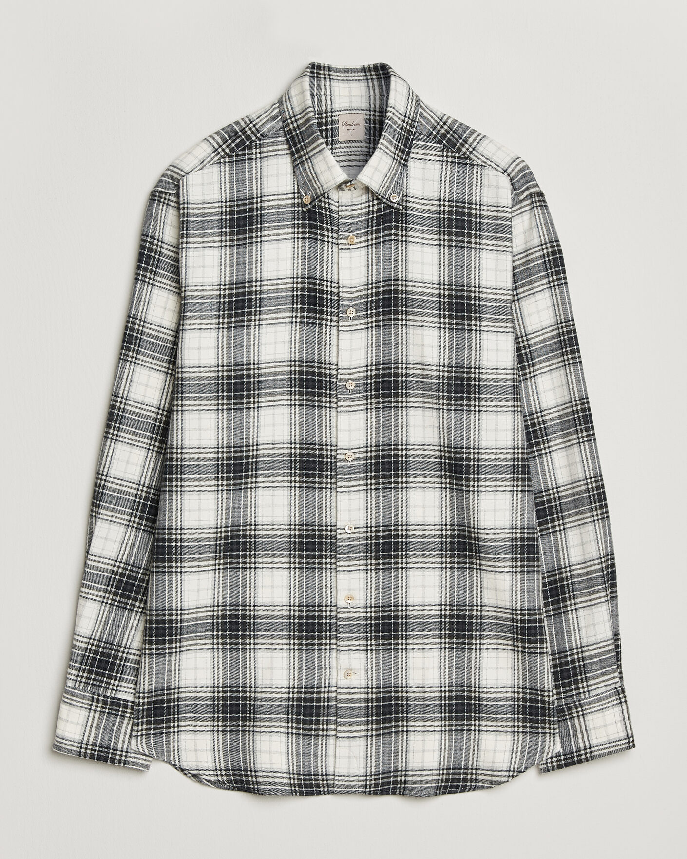 Herren | Hemden | Stenströms | Regular Fit Check Button Down Flannel Shirt Grey