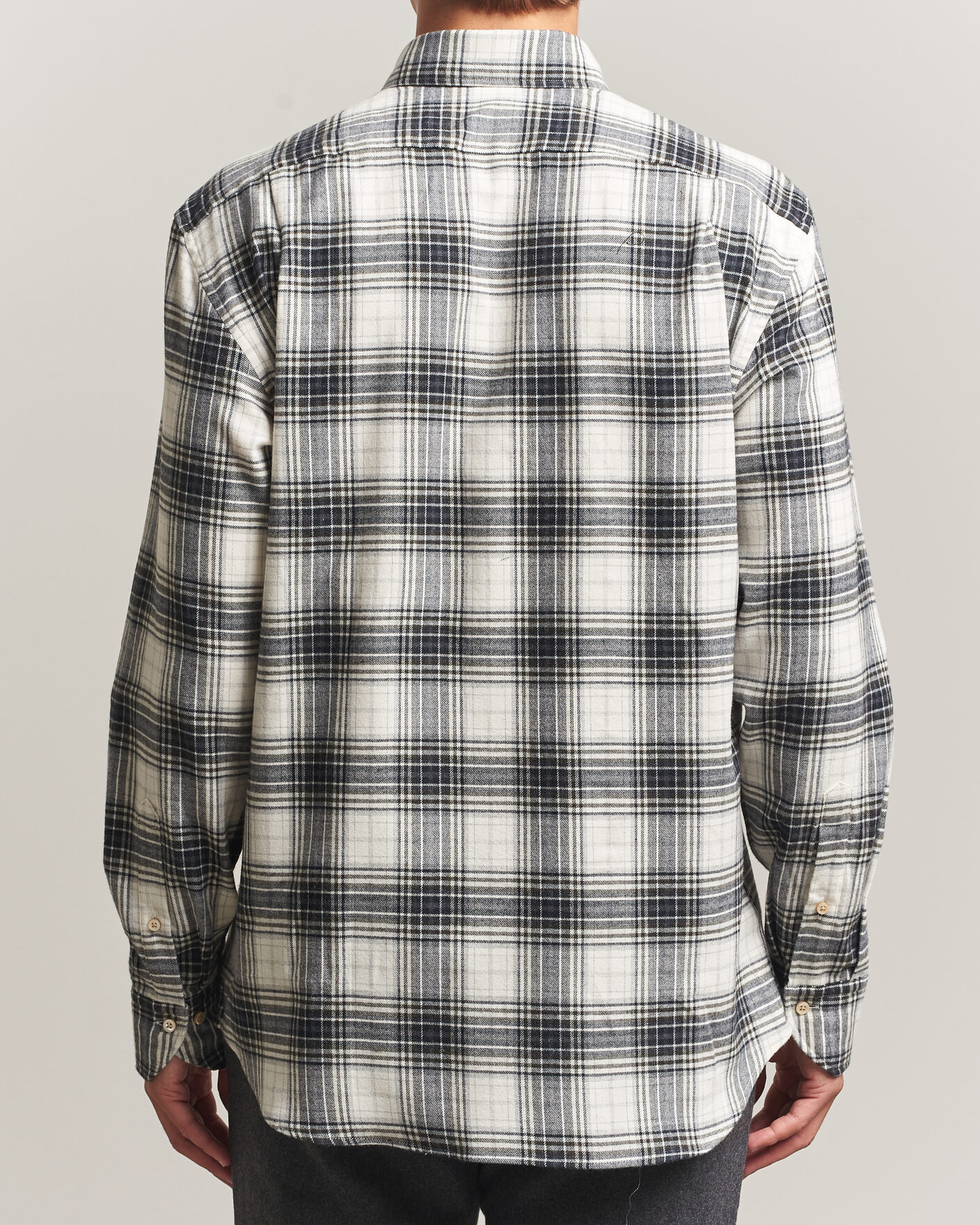 Herren | Hemden | Stenströms | Regular Fit Check Button Down Flannel Shirt Grey