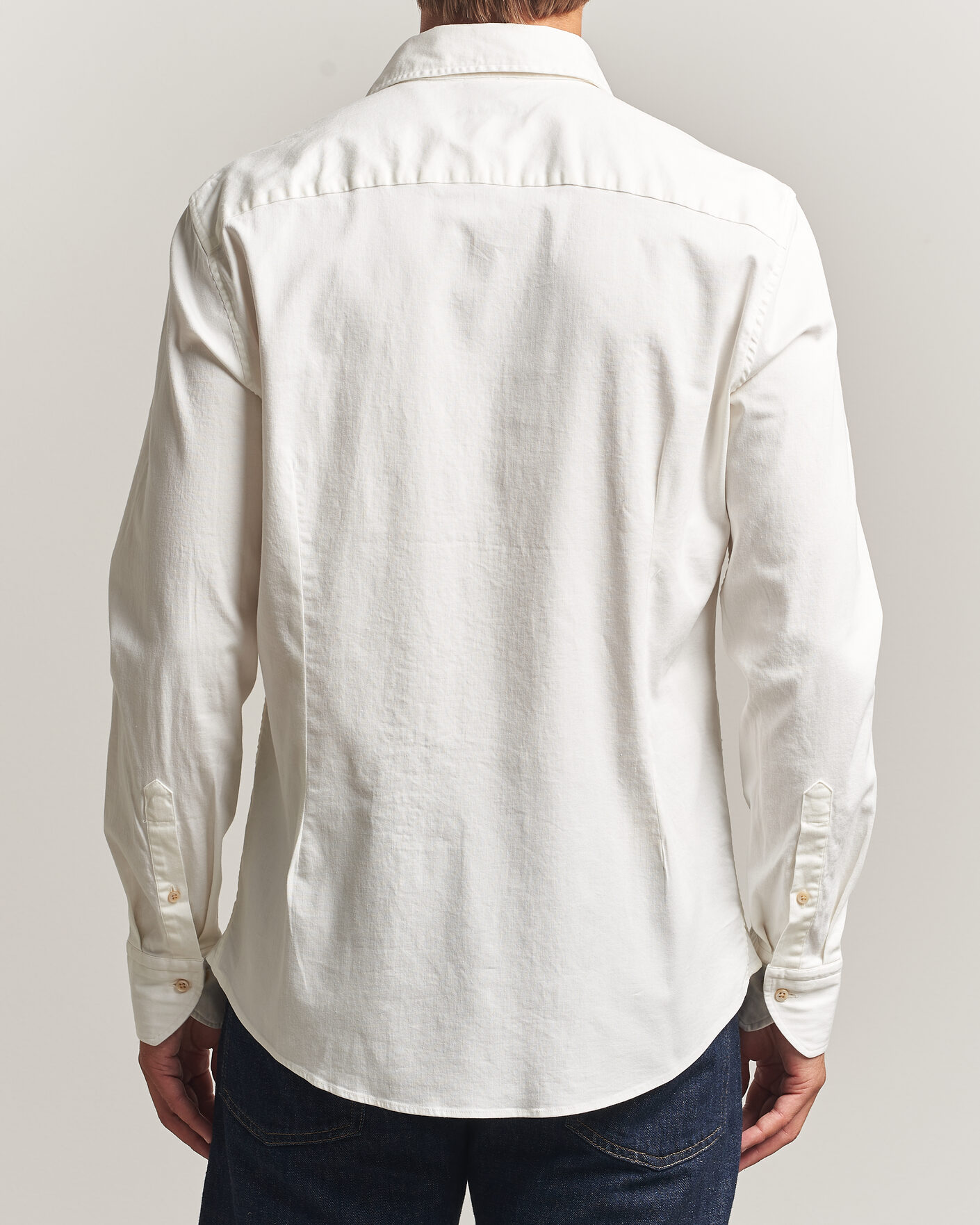 Herren | Hemden | Stenströms | Slimline Garment Washed Shirt Off White Denim