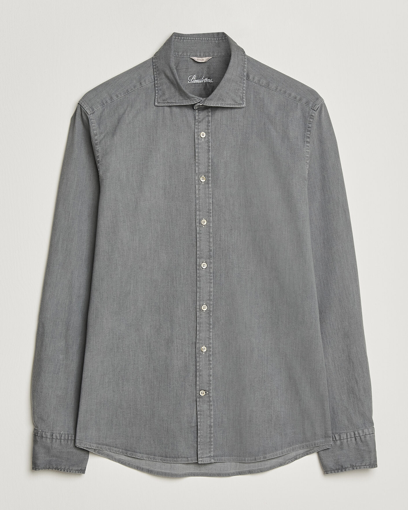 Herren | Hemden | Stenströms | Slimline Garment Washed Shirt Grey Denim