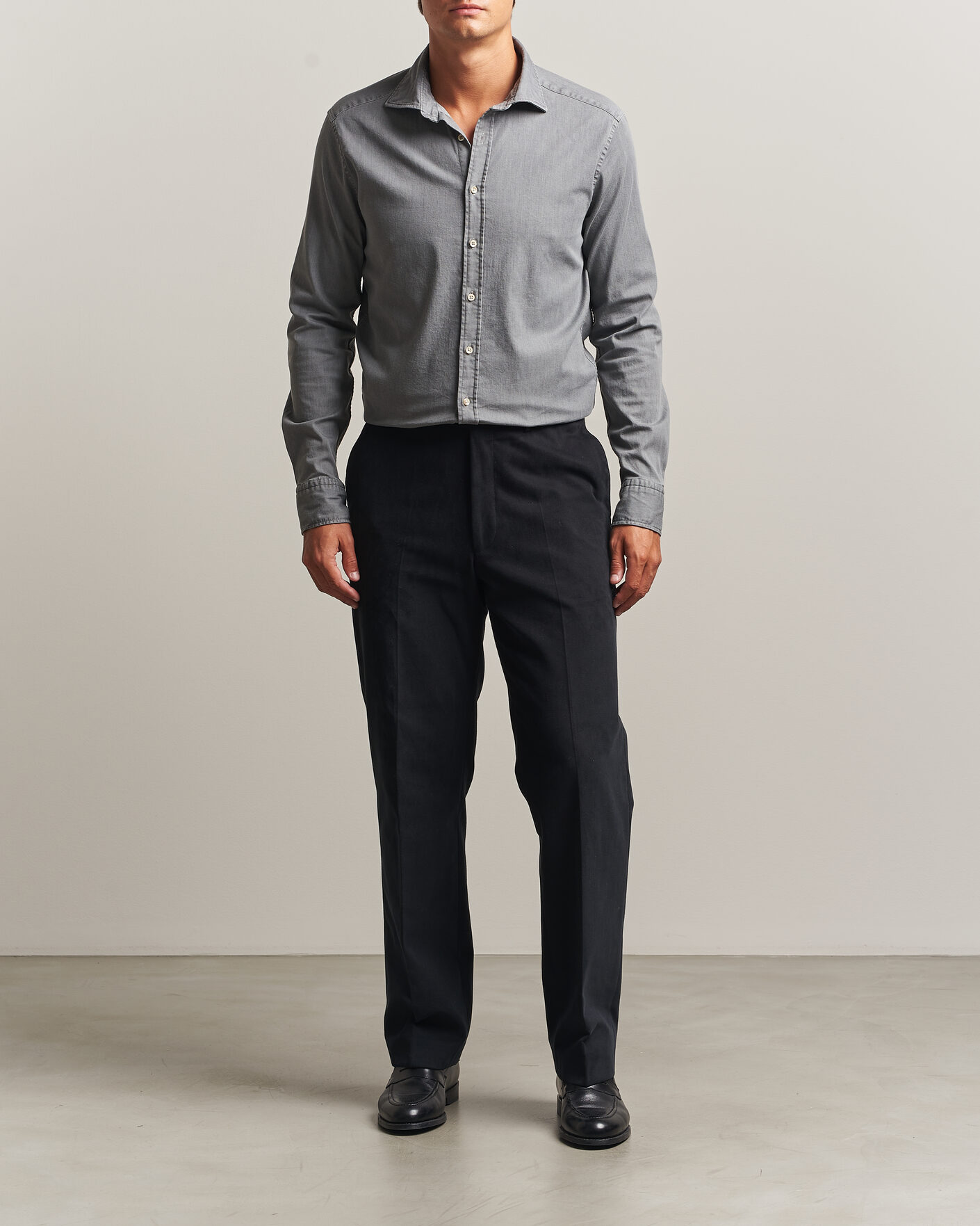 Herren | Hemden | Stenströms | Slimline Garment Washed Shirt Grey Denim