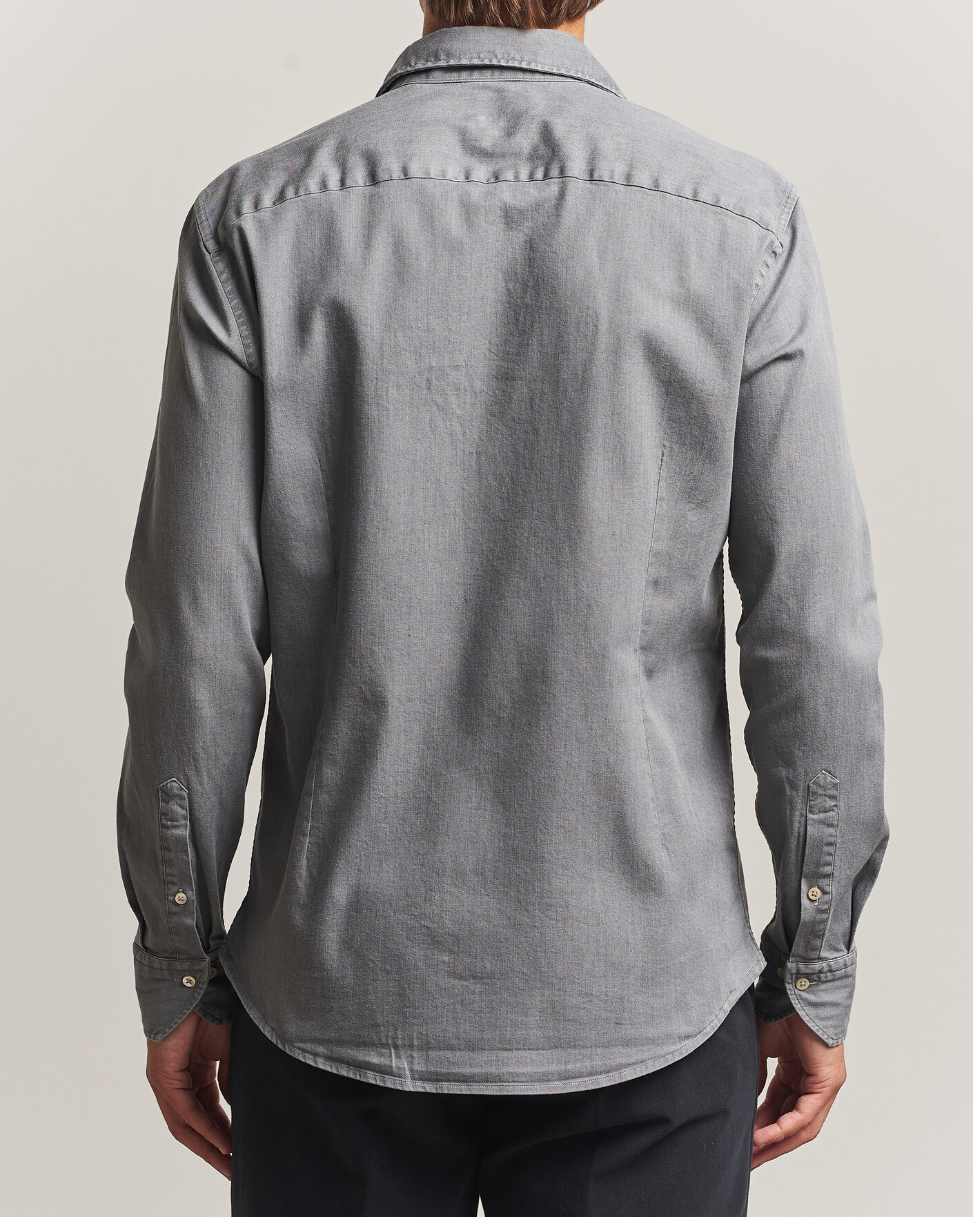 Herren | Hemden | Stenströms | Slimline Garment Washed Shirt Grey Denim
