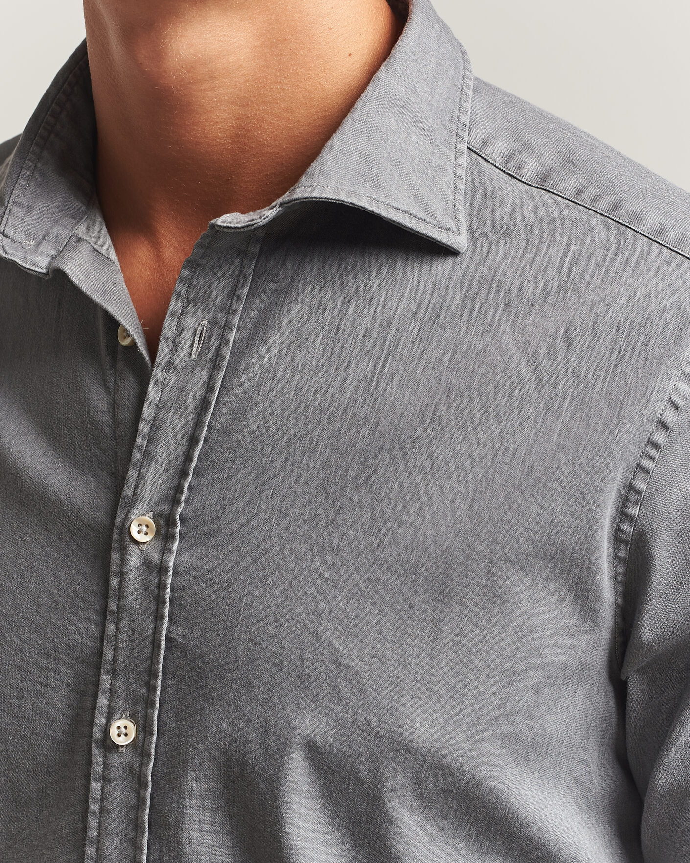 Herren | Hemden | Stenströms | Slimline Garment Washed Shirt Grey Denim