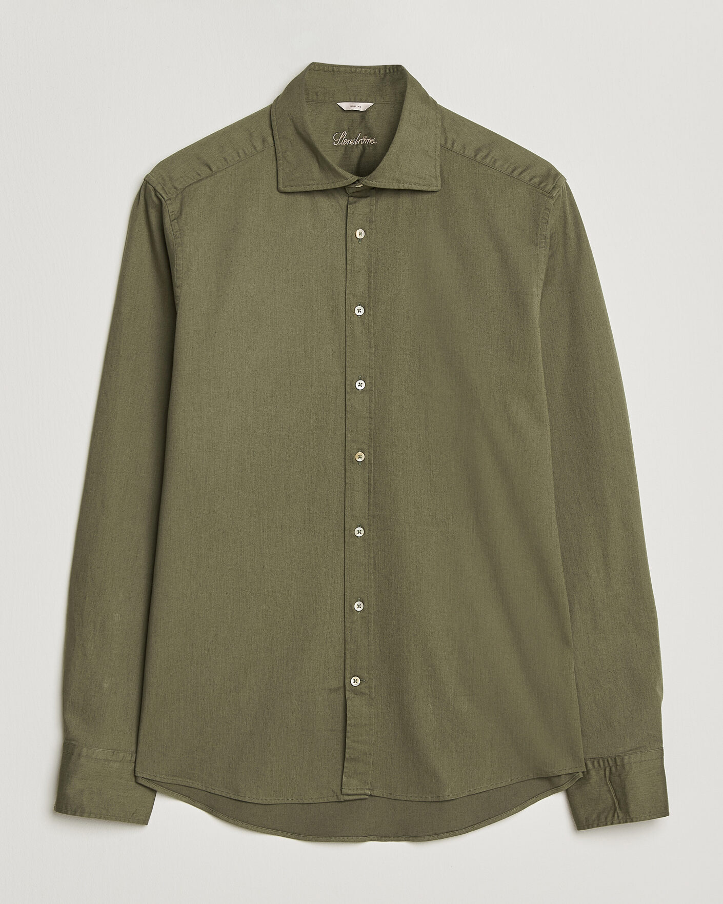 Herren | Hemden | Stenströms | Slimline Garment Washed Shirt Green Denim