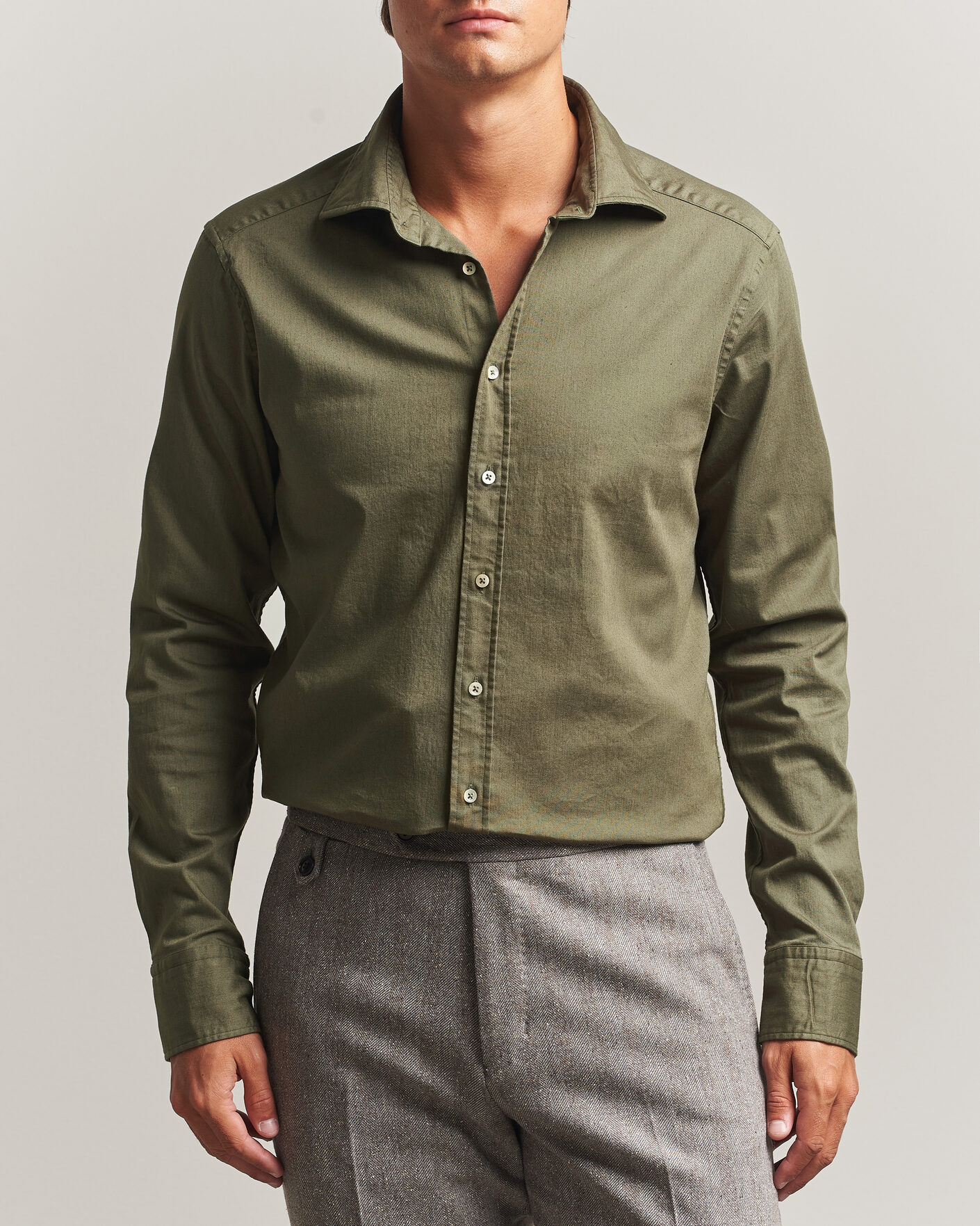 Herren | Hemden | Stenströms | Slimline Garment Washed Shirt Green Denim