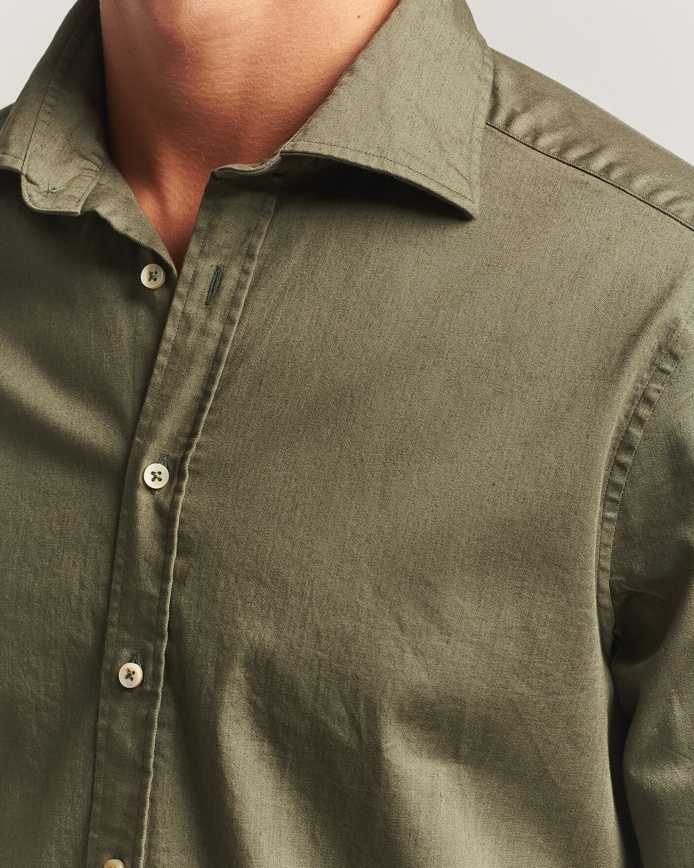 Herren | Hemden | Stenströms | Slimline Garment Washed Shirt Green Denim