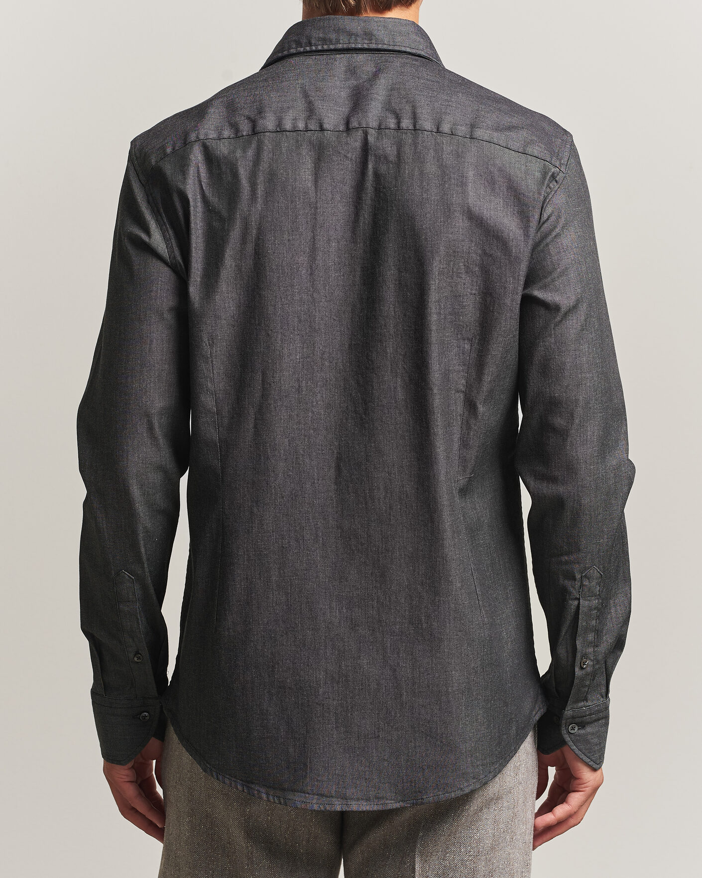 Herren | Hemden | Stenströms | Slimline Garment Washed Shirt Black Denim