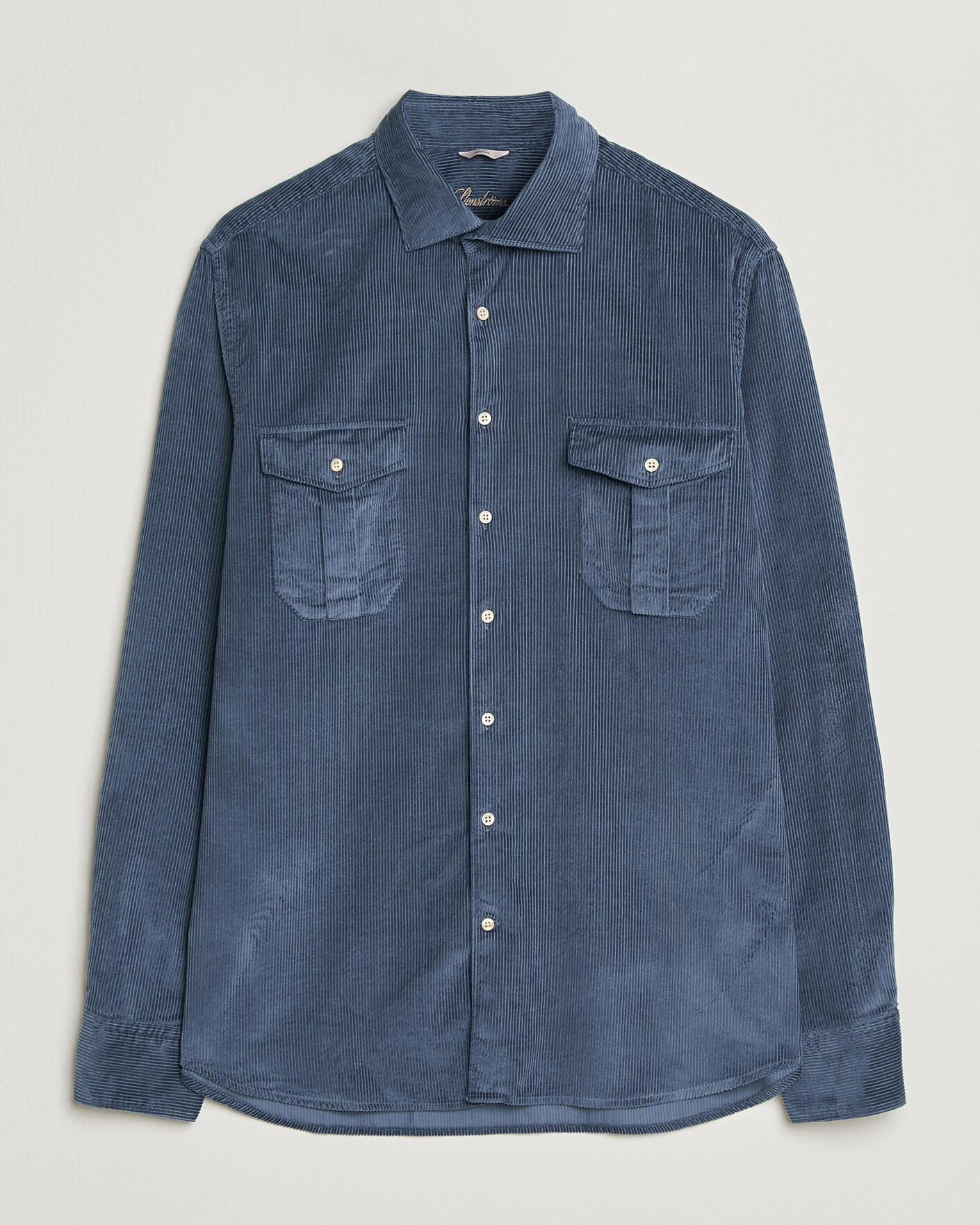 Herren | Hemden | Stenströms | Regular Fit Cord Pocket Shirt Blue