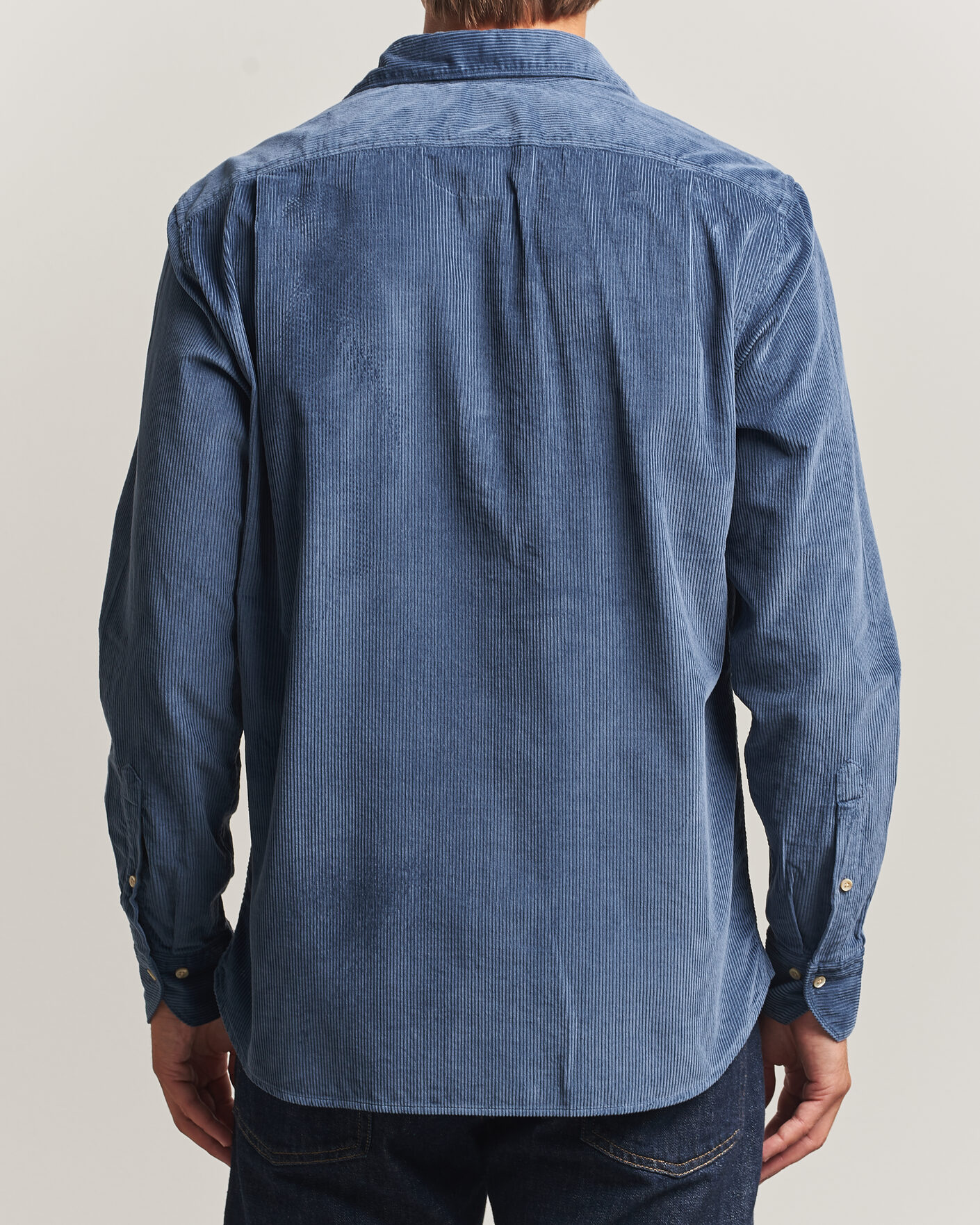 Herren | Hemden | Stenströms | Regular Fit Cord Pocket Shirt Blue