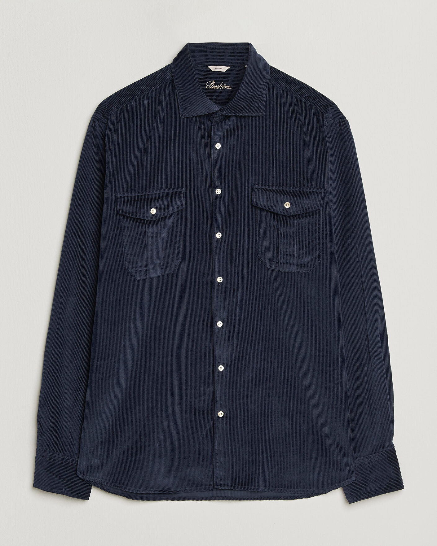 Herren | Hemden | Stenströms | Regular Fit Cord Pocket Shirt Navy