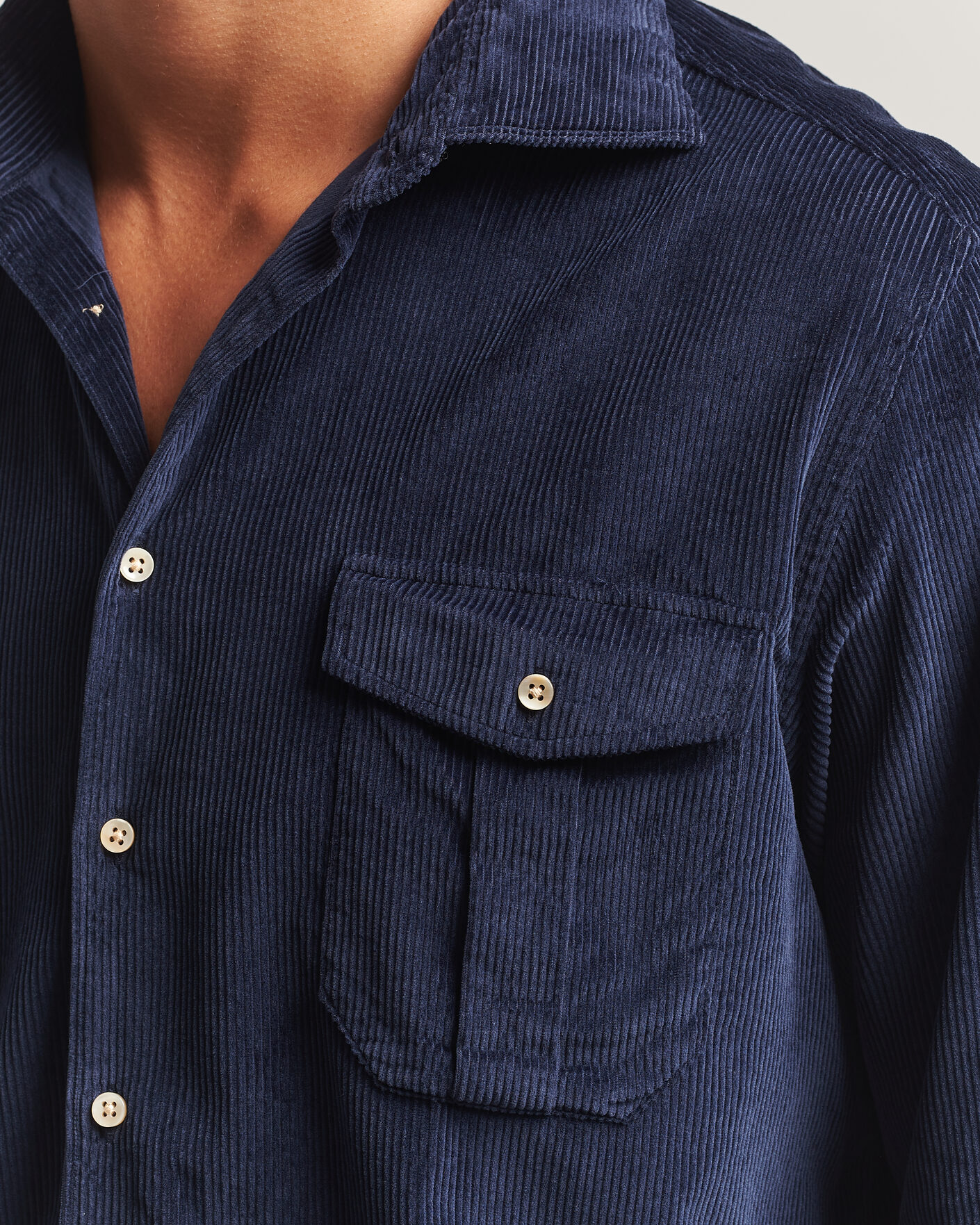 Herren | Hemden | Stenströms | Regular Fit Cord Pocket Shirt Navy