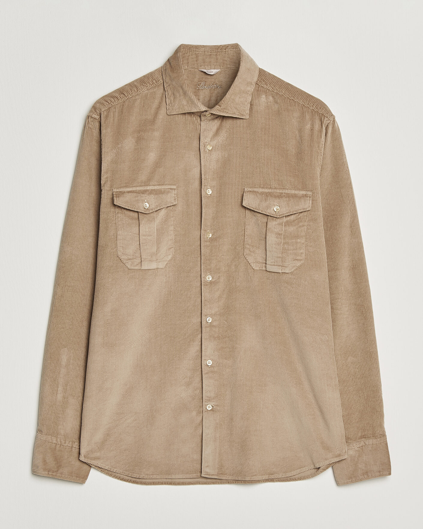 Herren | Hemden | Stenströms | Regular Fit Cord Pocket Shirt Light Brown