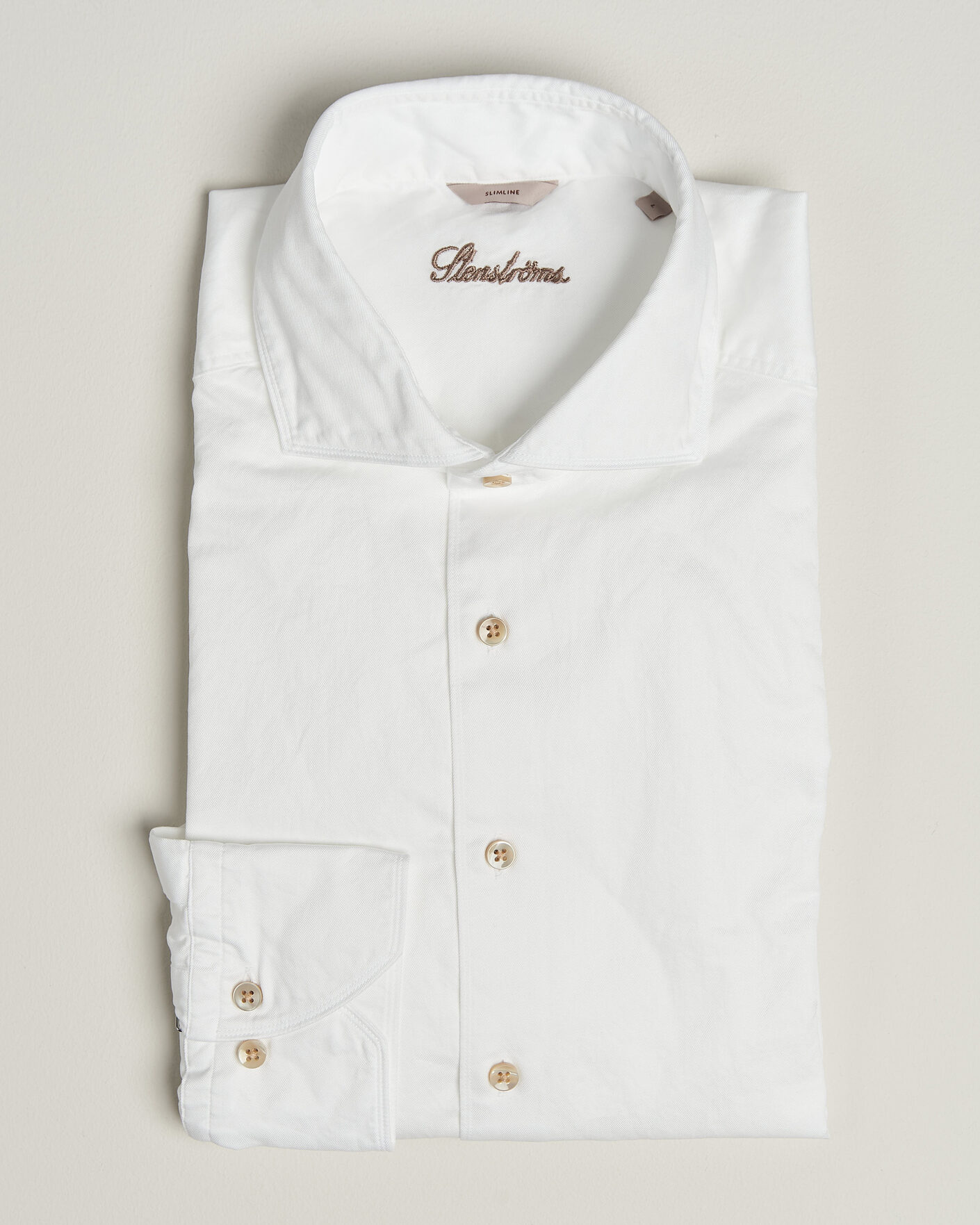 Herren | Hemden | Stenströms | Slimline Washed Cotton Twill Cut Away Shirt White